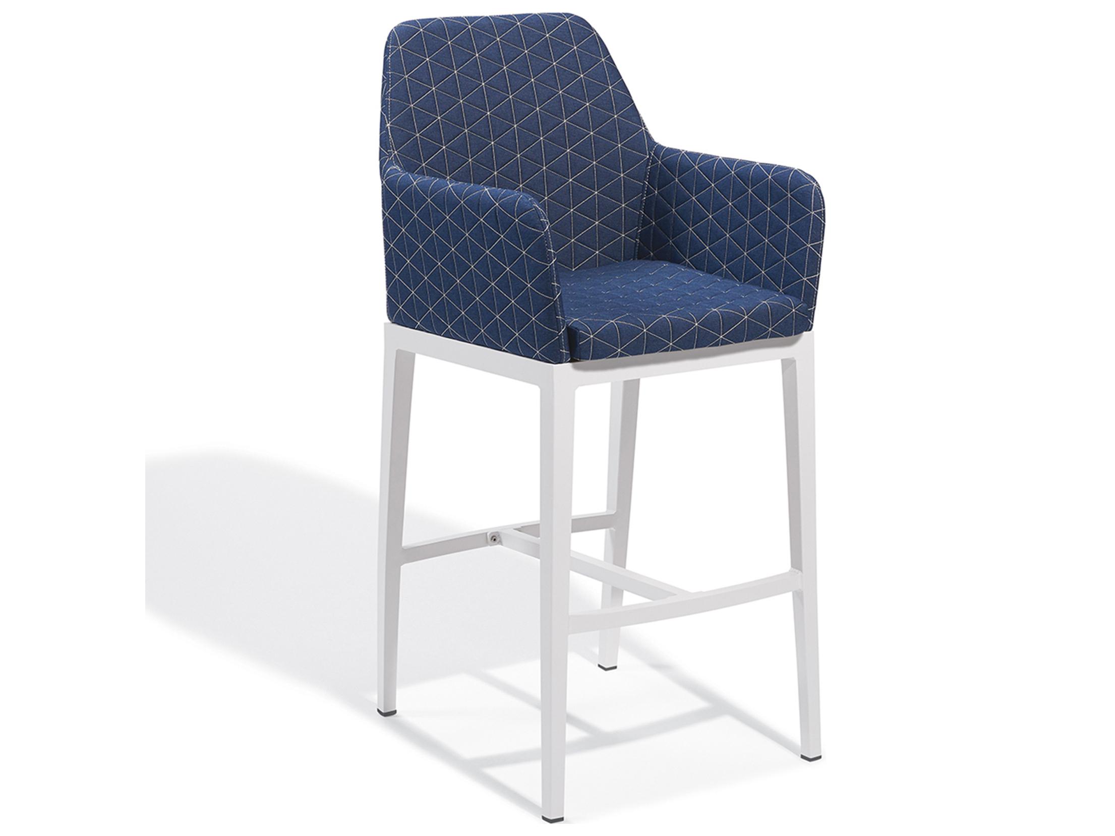 Oxford Garden Oland Aluminum Chalk Bar Chair with Spectrum Indigo Cushion
