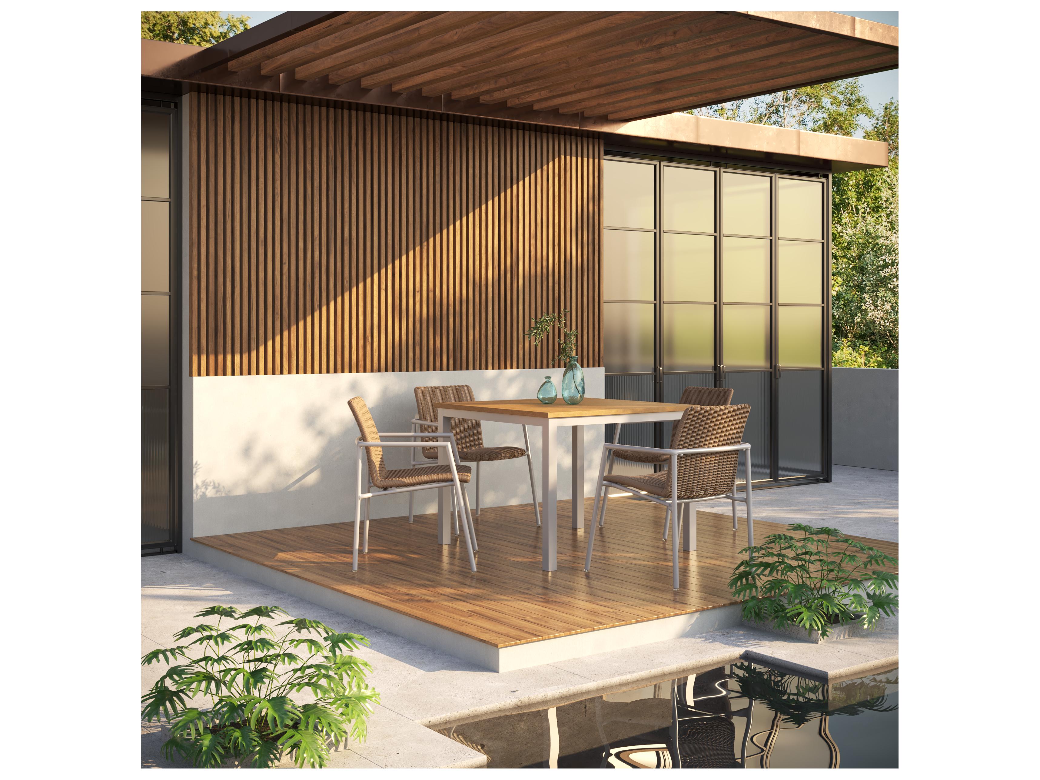 Oxford Garden Orso Wicker Sand Stackable Patio Dining Arm Chair Set of 2