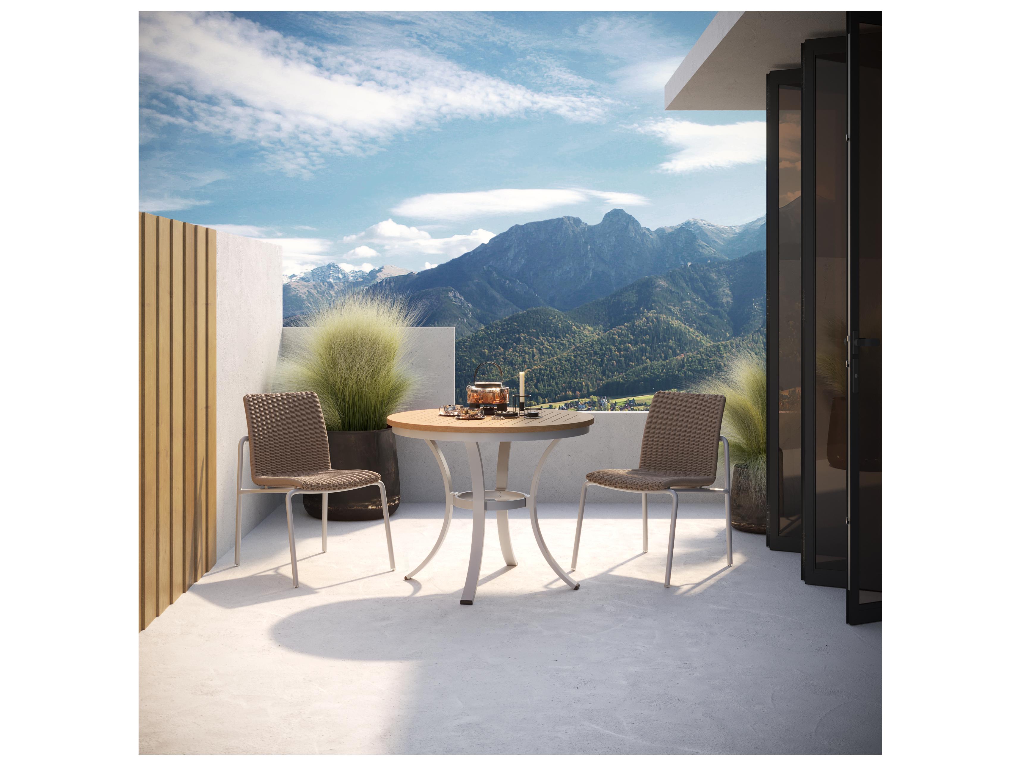 Oxford Garden Orso Wicker Sand Stackable Outdoor Dining Side Chair Set of 2