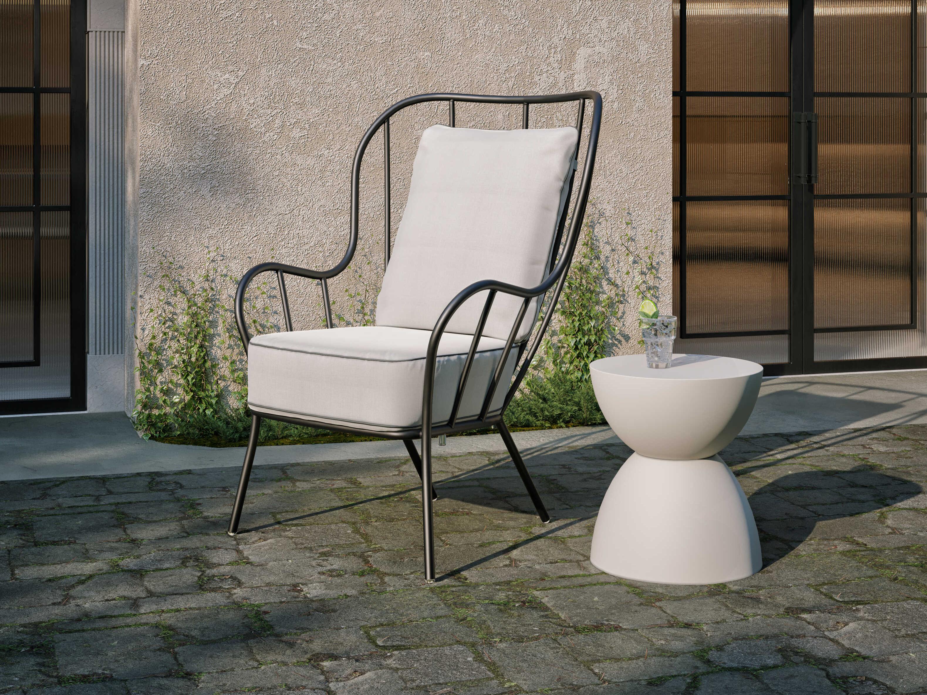 Oxford Garden Palo Concrete Arctic Round Bowls Outdoor End Table