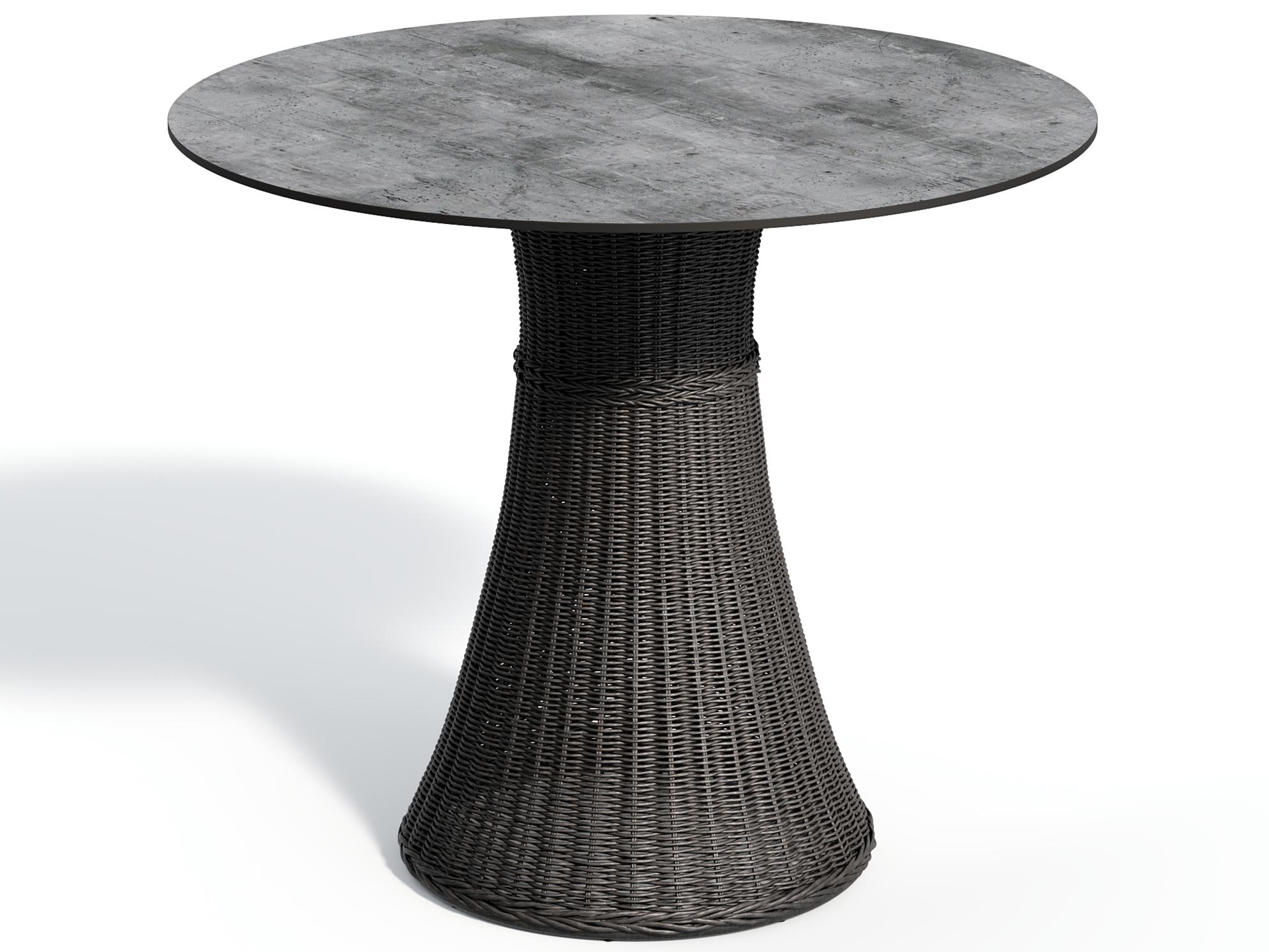 Oxford Garden Tulle Wicker Shadow-Mena Round Skyline Top Outdoor Patio Bar Table