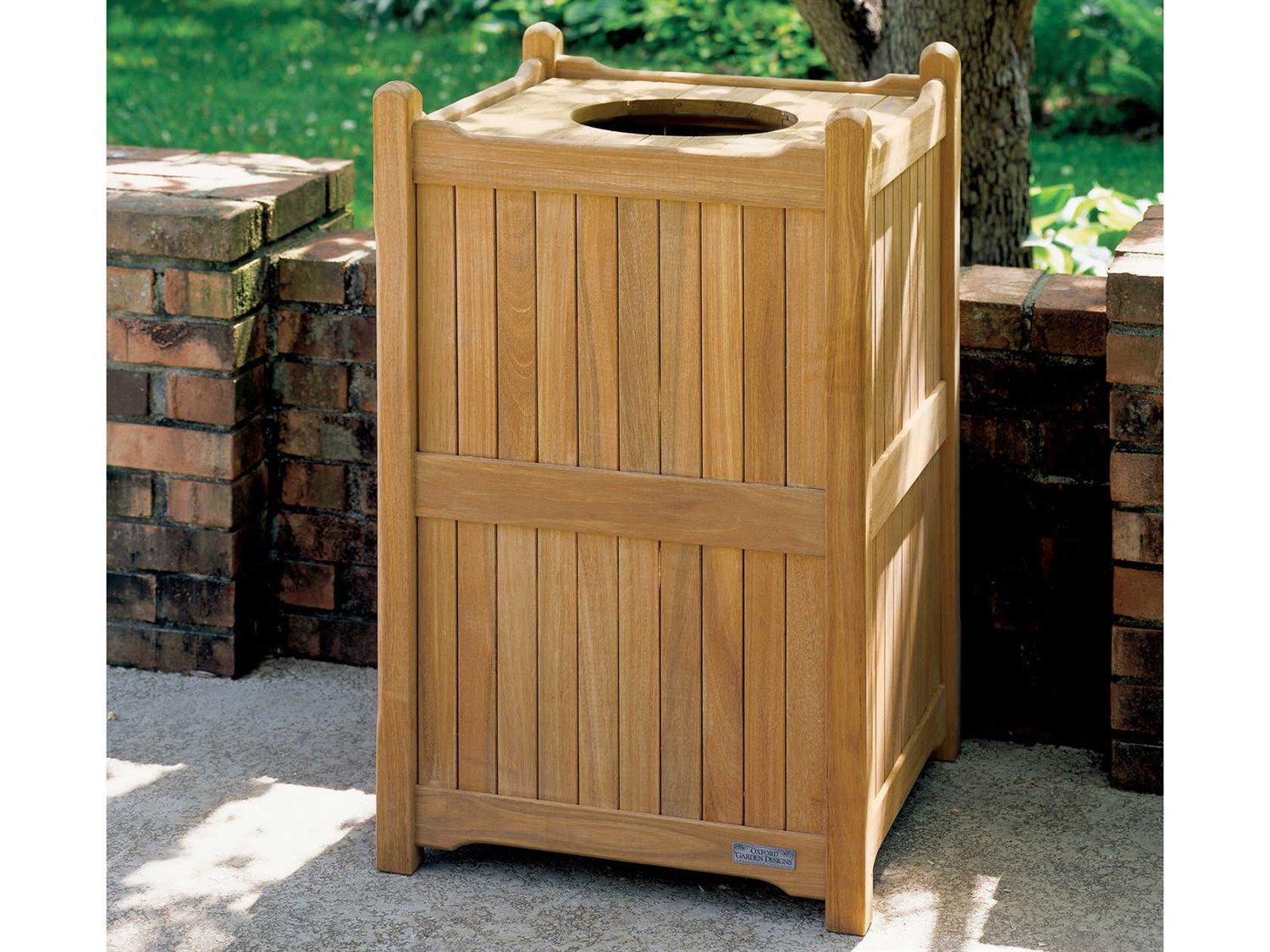 Oxford Garden Accessories Teak Natural 22'' Trash Receptacle