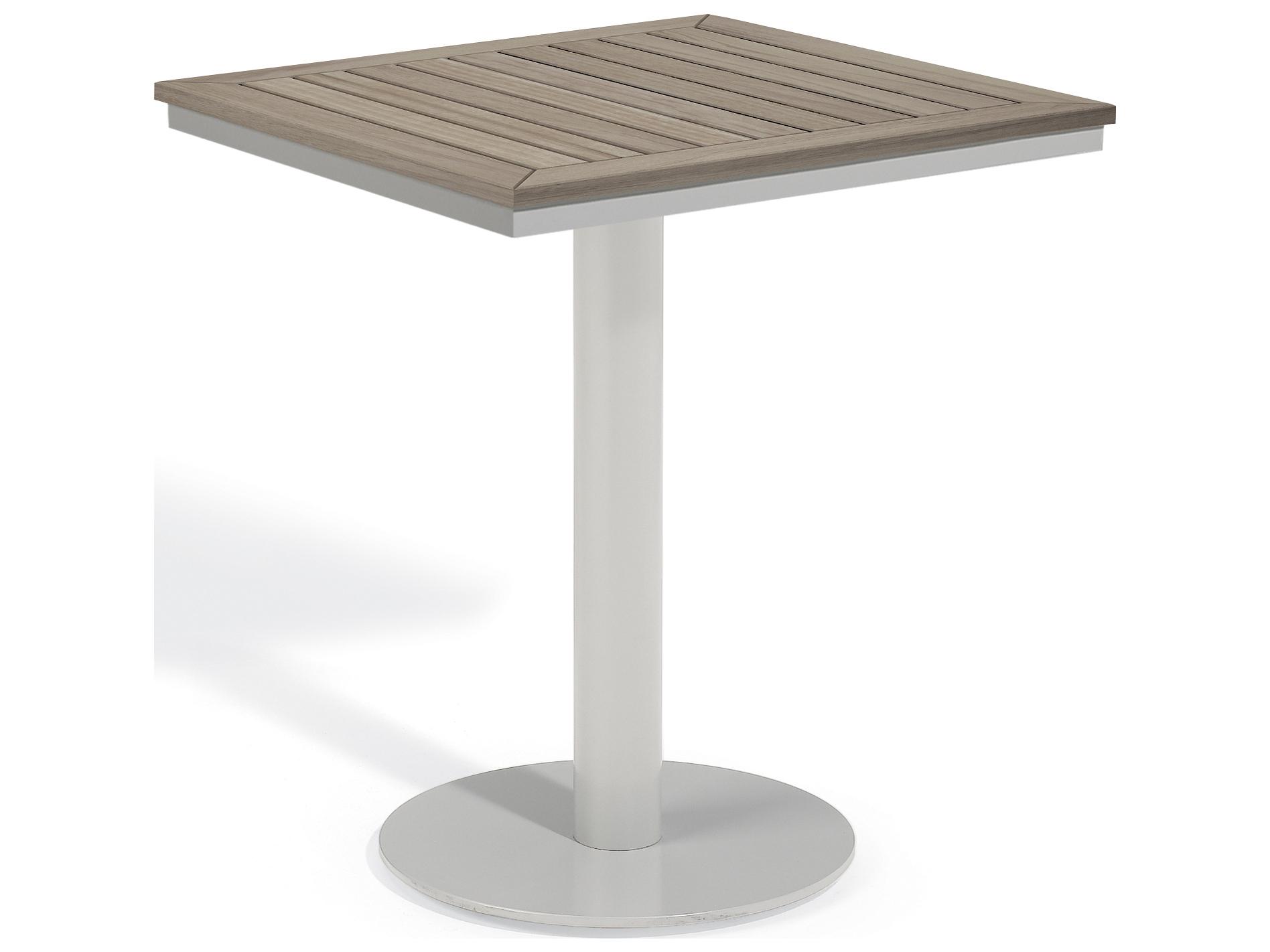 Oxford Garden Travira Aluminum Flint Square Tekwood Top Outdoor Bistro Table