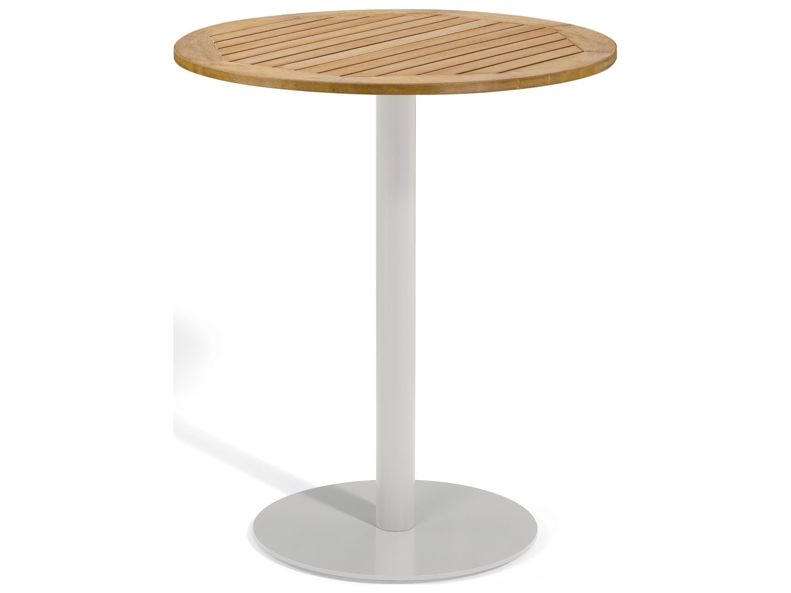 Oxford Garden Travira Aluminum Flint Round Tekwood Top Patio Bar Table