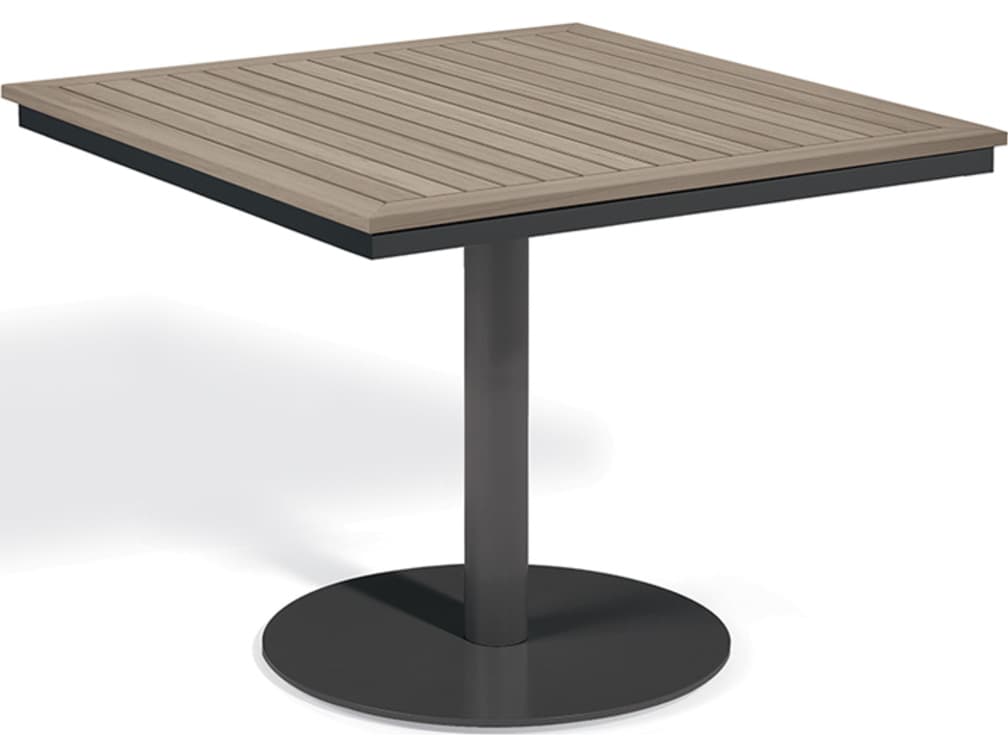 Oxford Garden Travira Aluminum Carbon Square Tekwood Top Patio Bistro Table