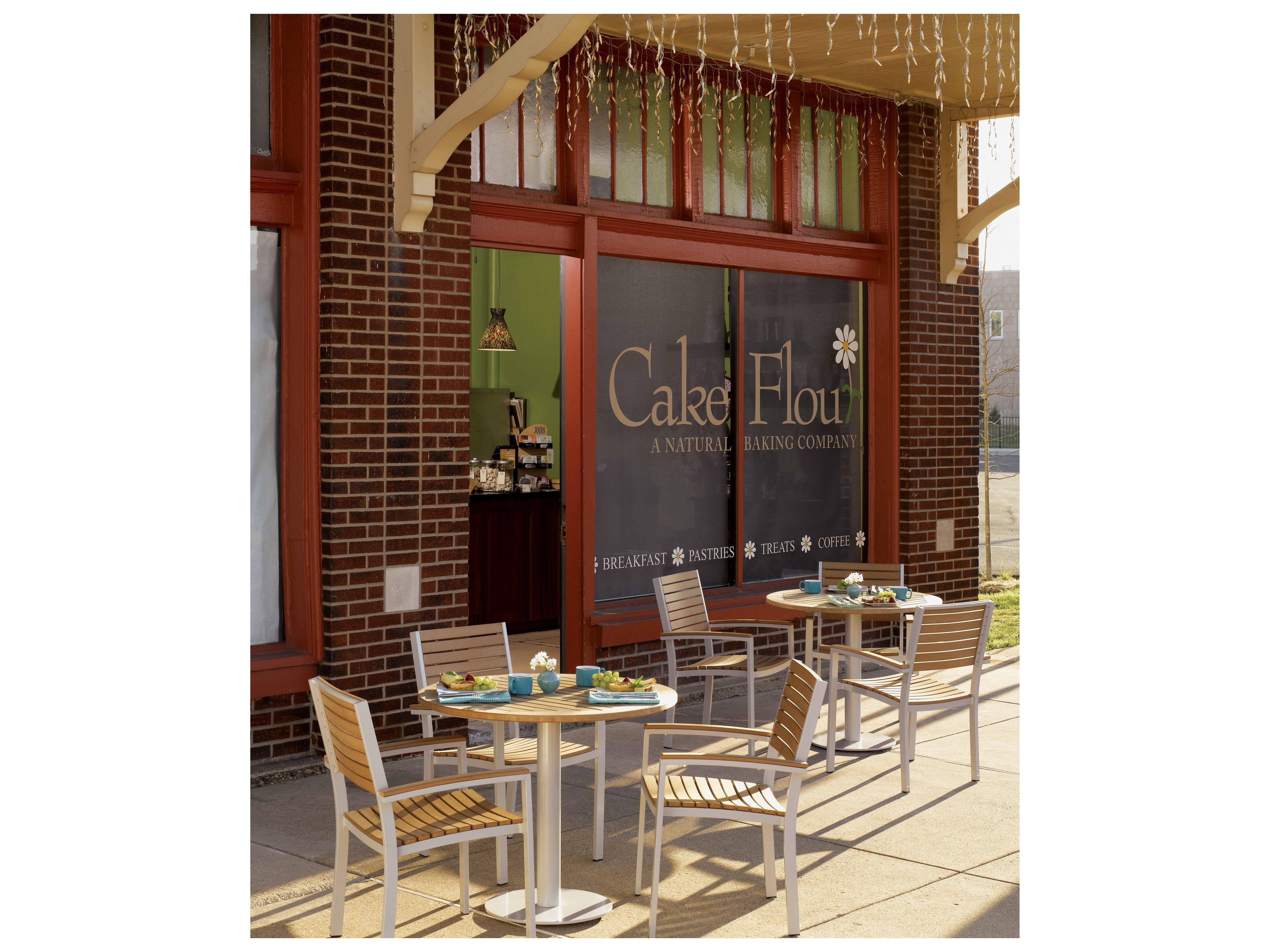 Oxford Garden Travira Aluminum Flint Round Tekwood Top Outdoor Patio Bistro Table