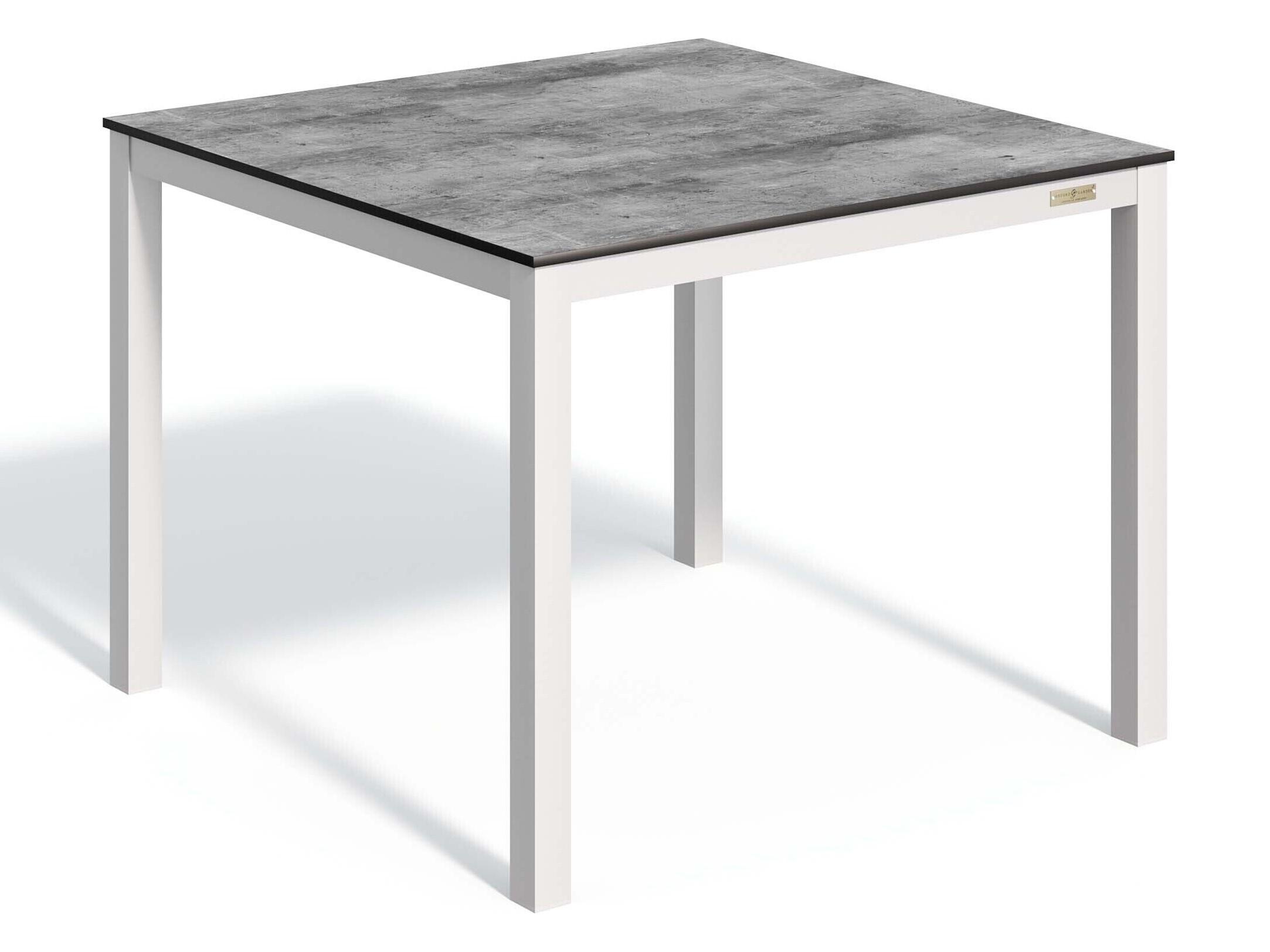 Oxford Garden Travira Aluminum Flint Square HPL Top Patio Dining Table with Umbrella Hole