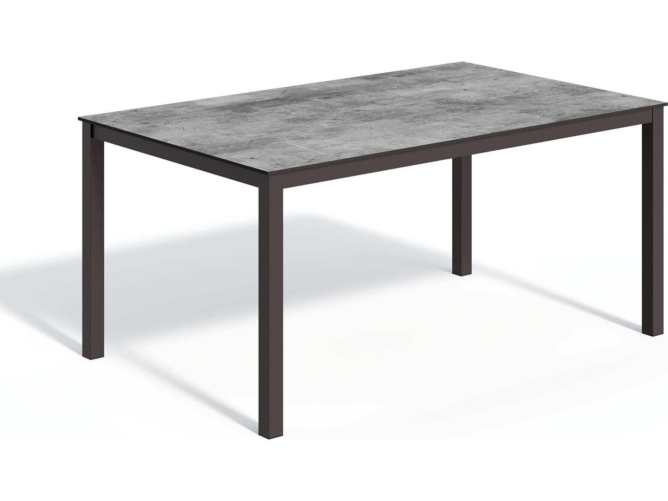 Oxford Garden Travira Aluminum Carbon Rectangular HPL Top Patio Dining Table with Umbrella Hole