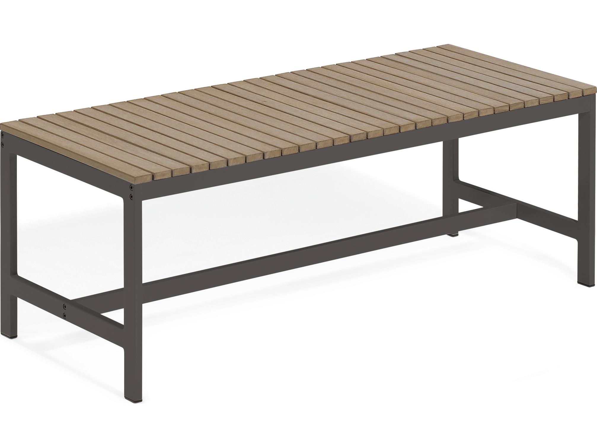 Oxford Garden Travira Aluminum Carbon Backless Outdoor Bench