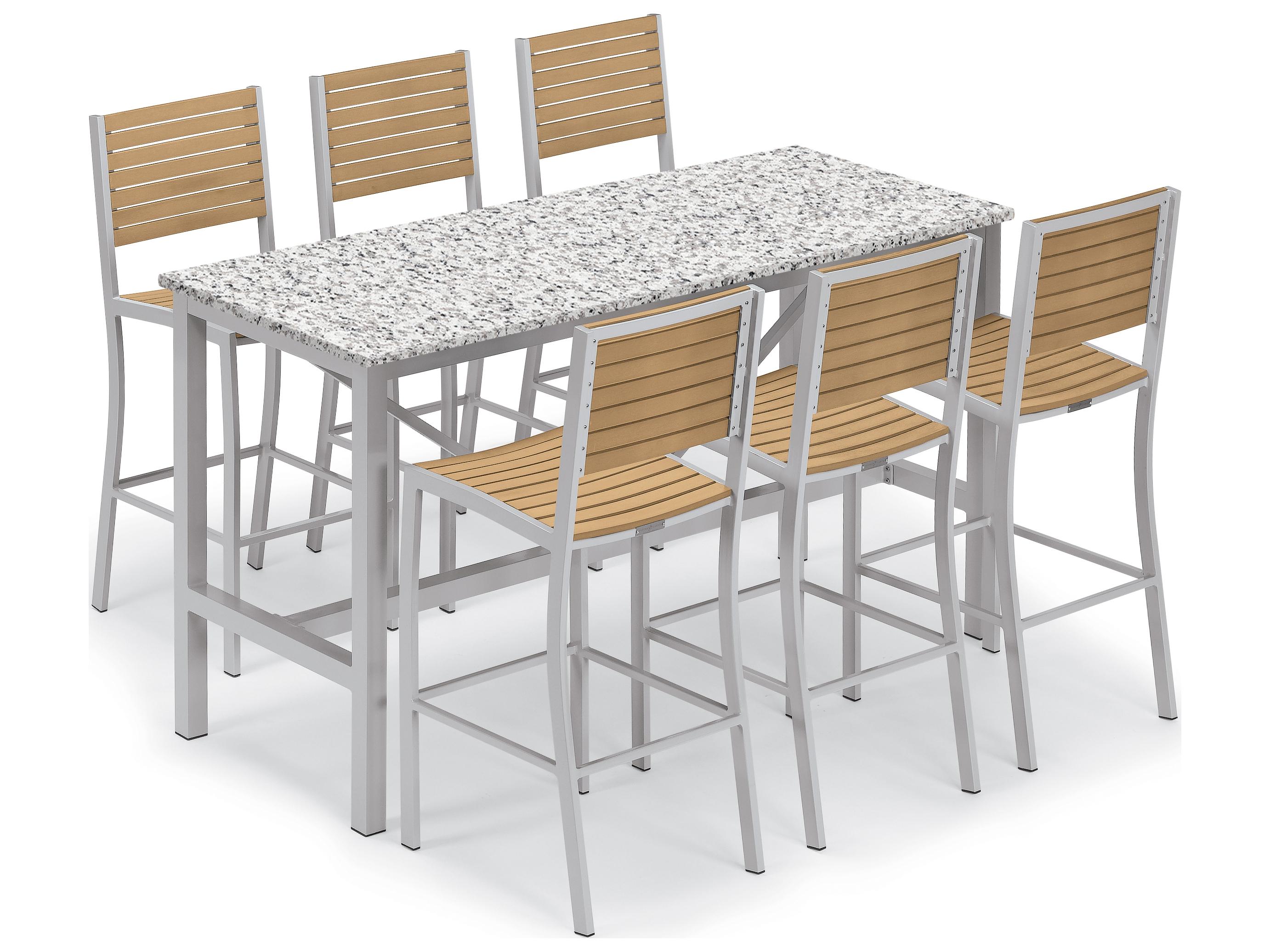 Oxford Garden Travira Aluminum Flint Stackable Outdoor Bar Chair