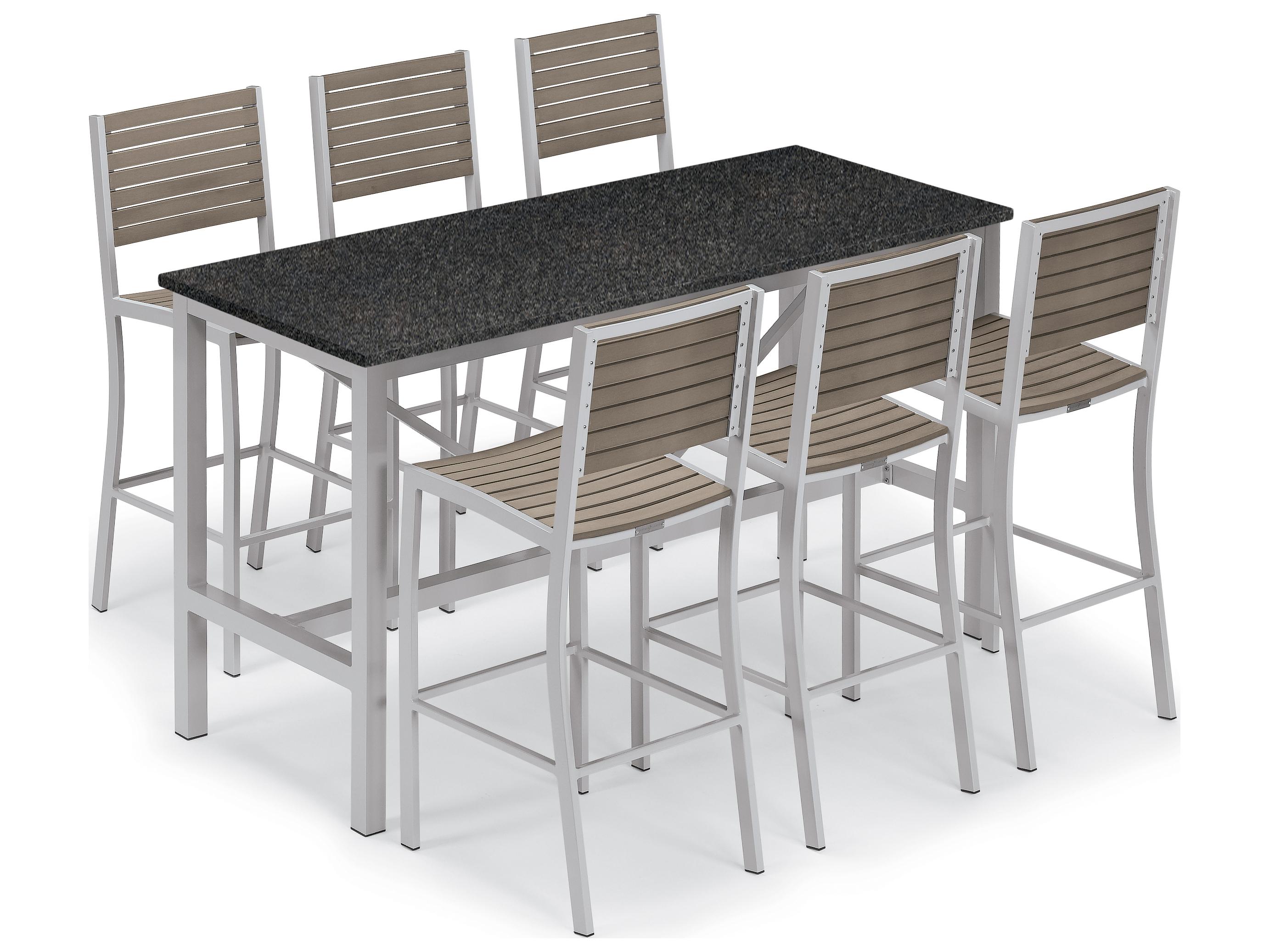 Oxford Garden Travira Aluminum Flint Stackable Outdoor Bar Chair