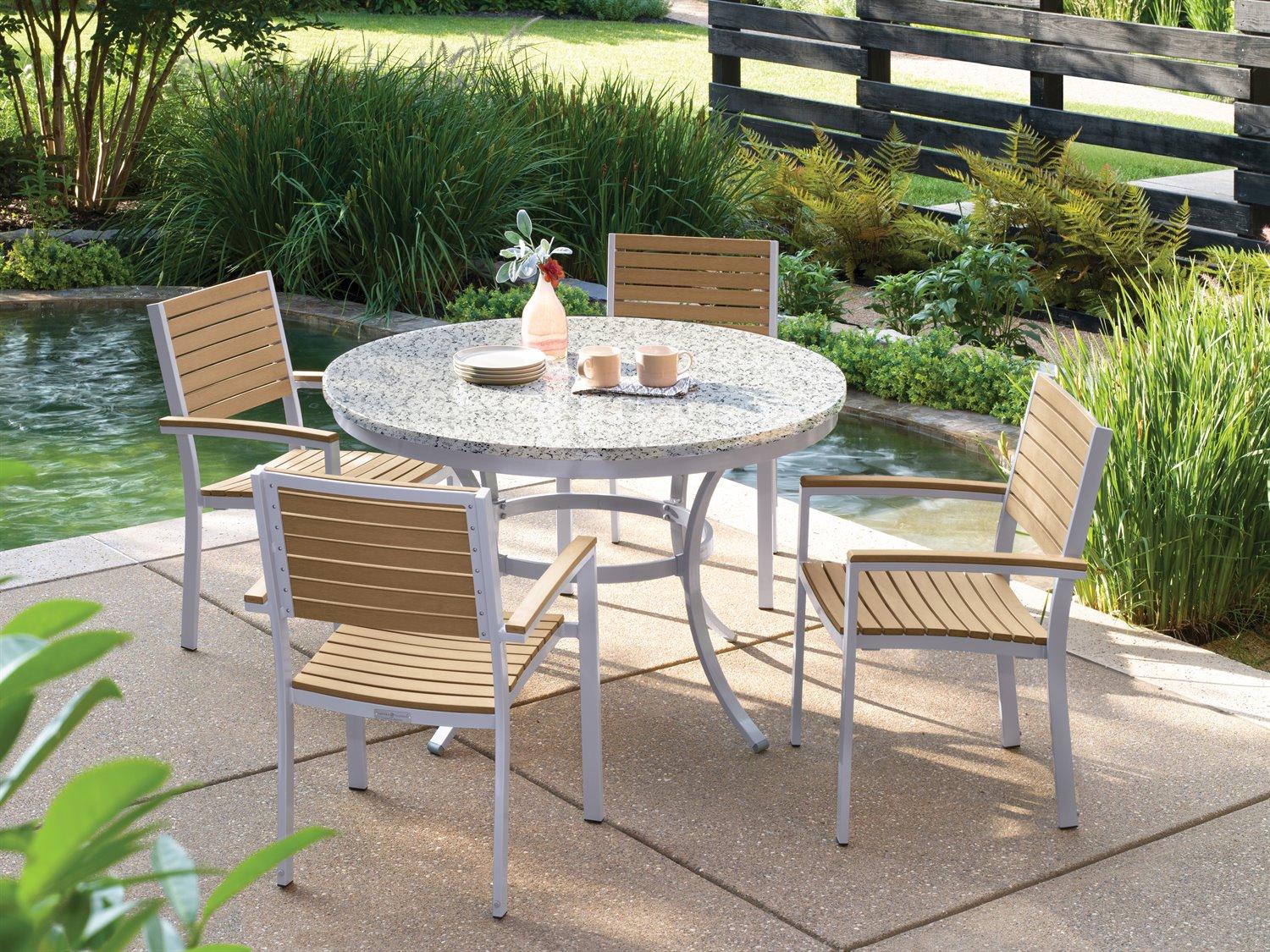 Oxford Garden Travira Aluminum Wood Dining Chair Set of 4
