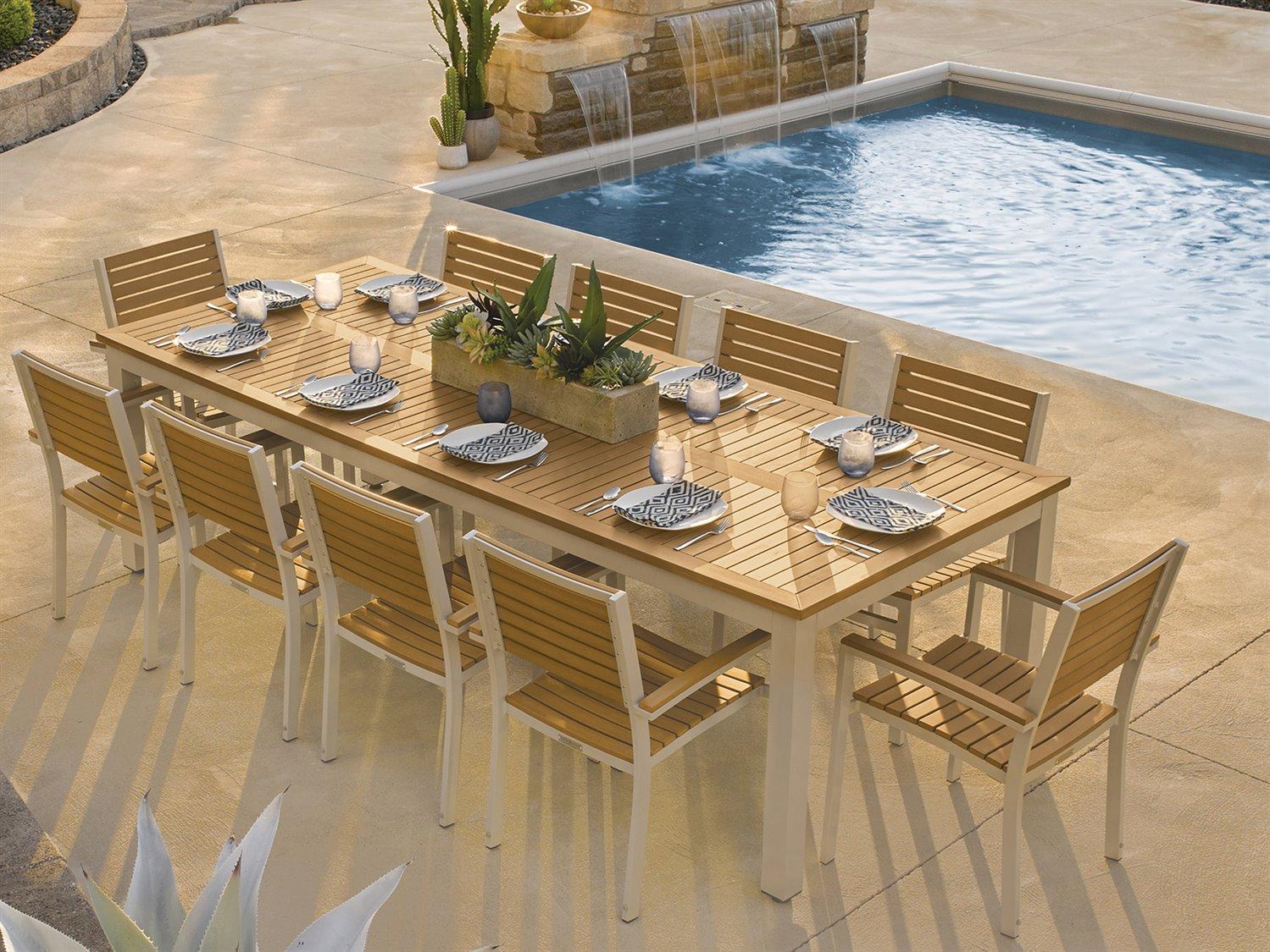 Oxford Garden Travira Aluminum Wood Dining Chair Set of 4