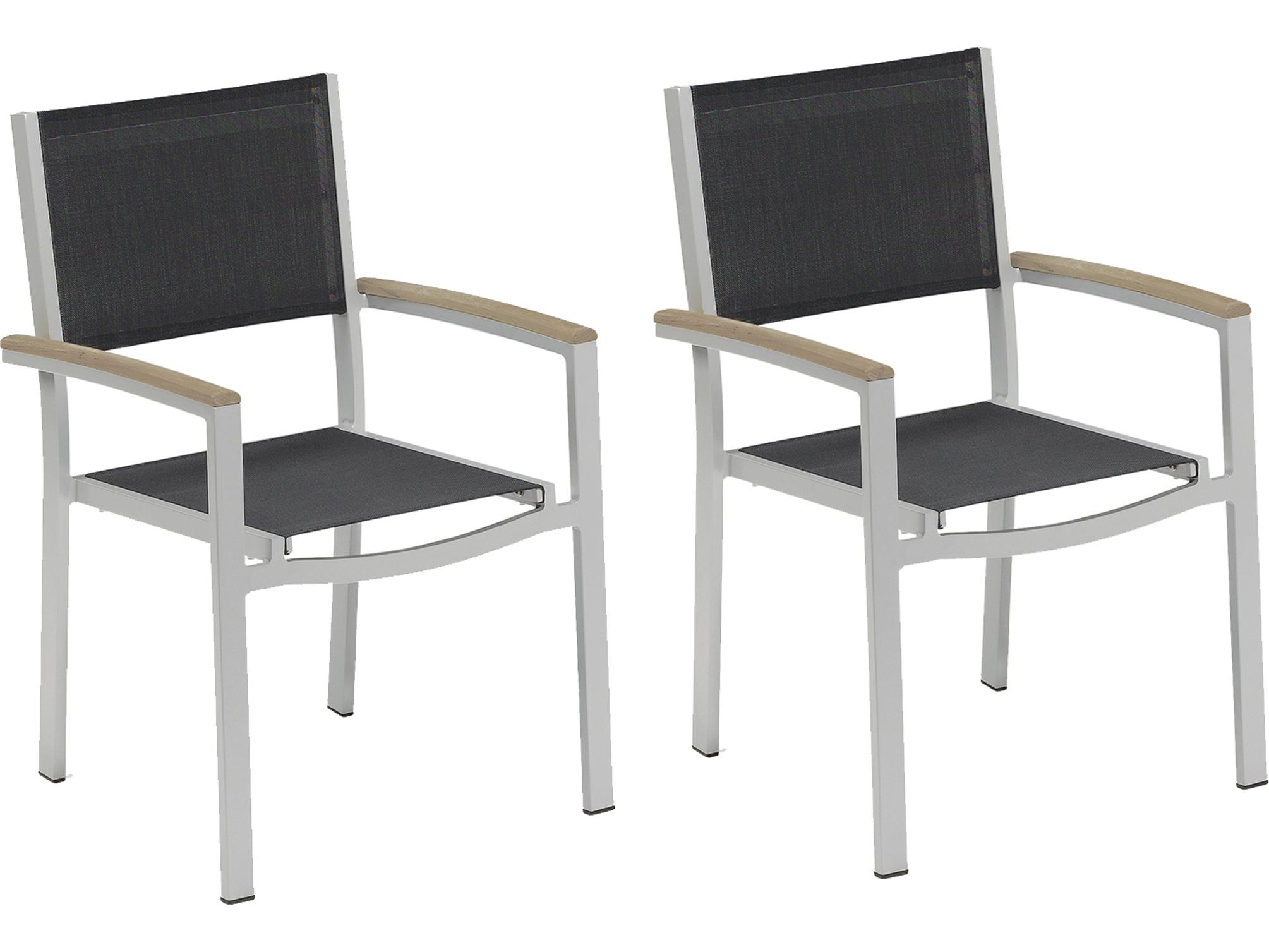 Oxford Garden Travira Armchair - Black Sling - Tekwood Vintage Arm Caps - 2 pack
