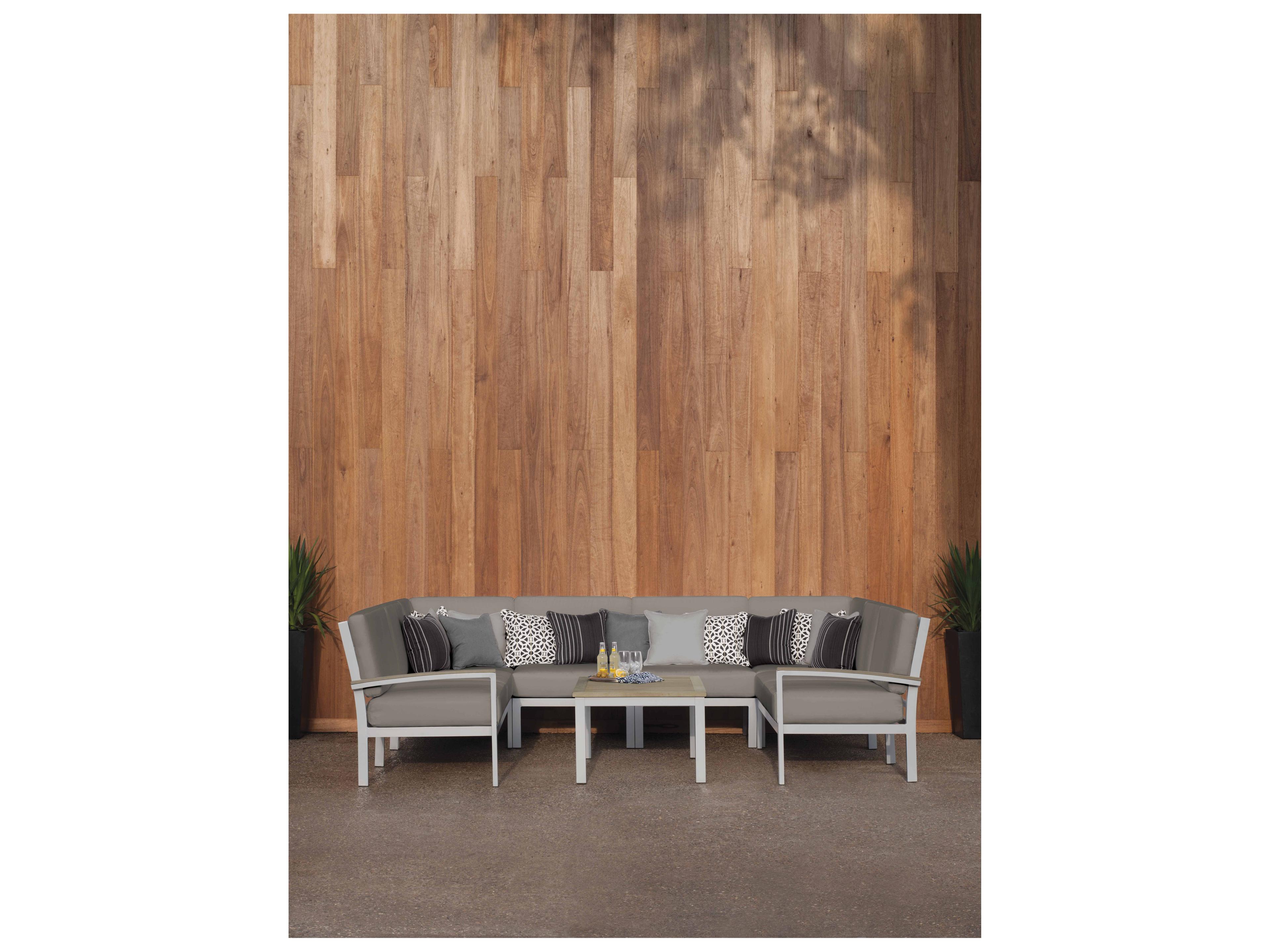 Oxford Garden Travira Aluminum Flint Modular Outdoor Lounge Chair with Stone Cushions