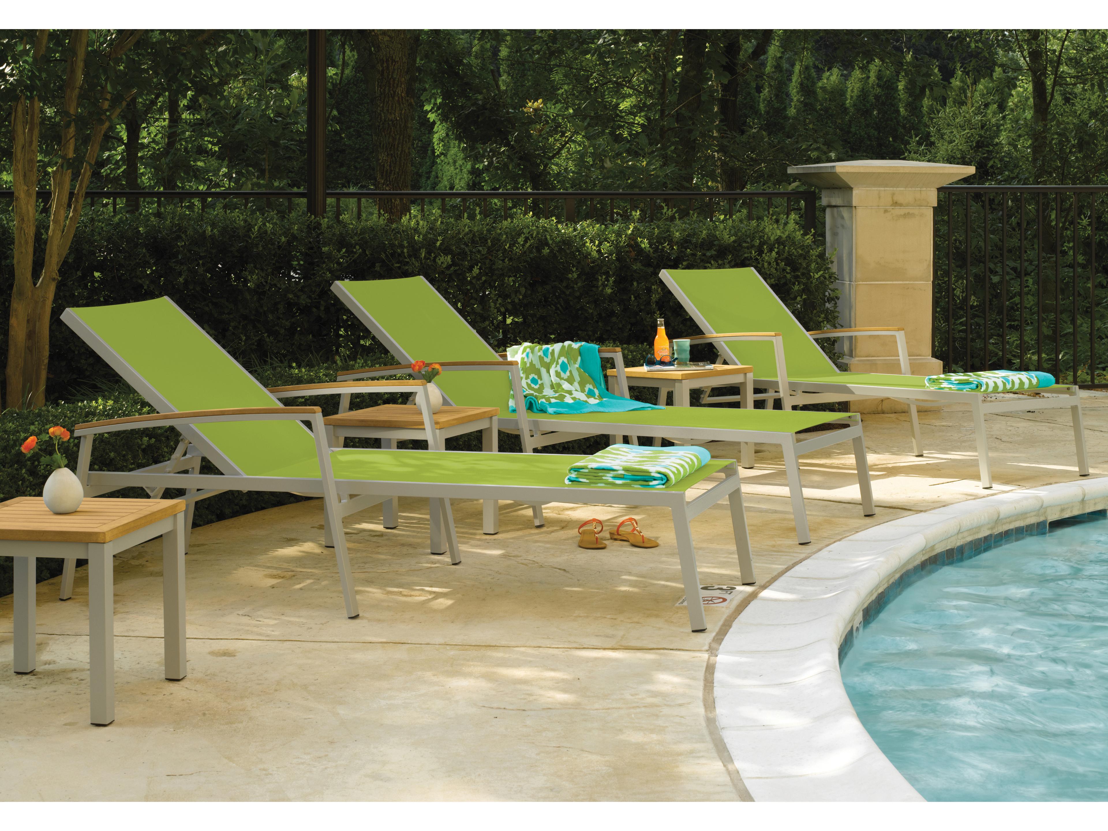 Oxford Garden Travira Aluminum Flint Stackable Patio Chaise Lounge with Go Green Sling Set of 2