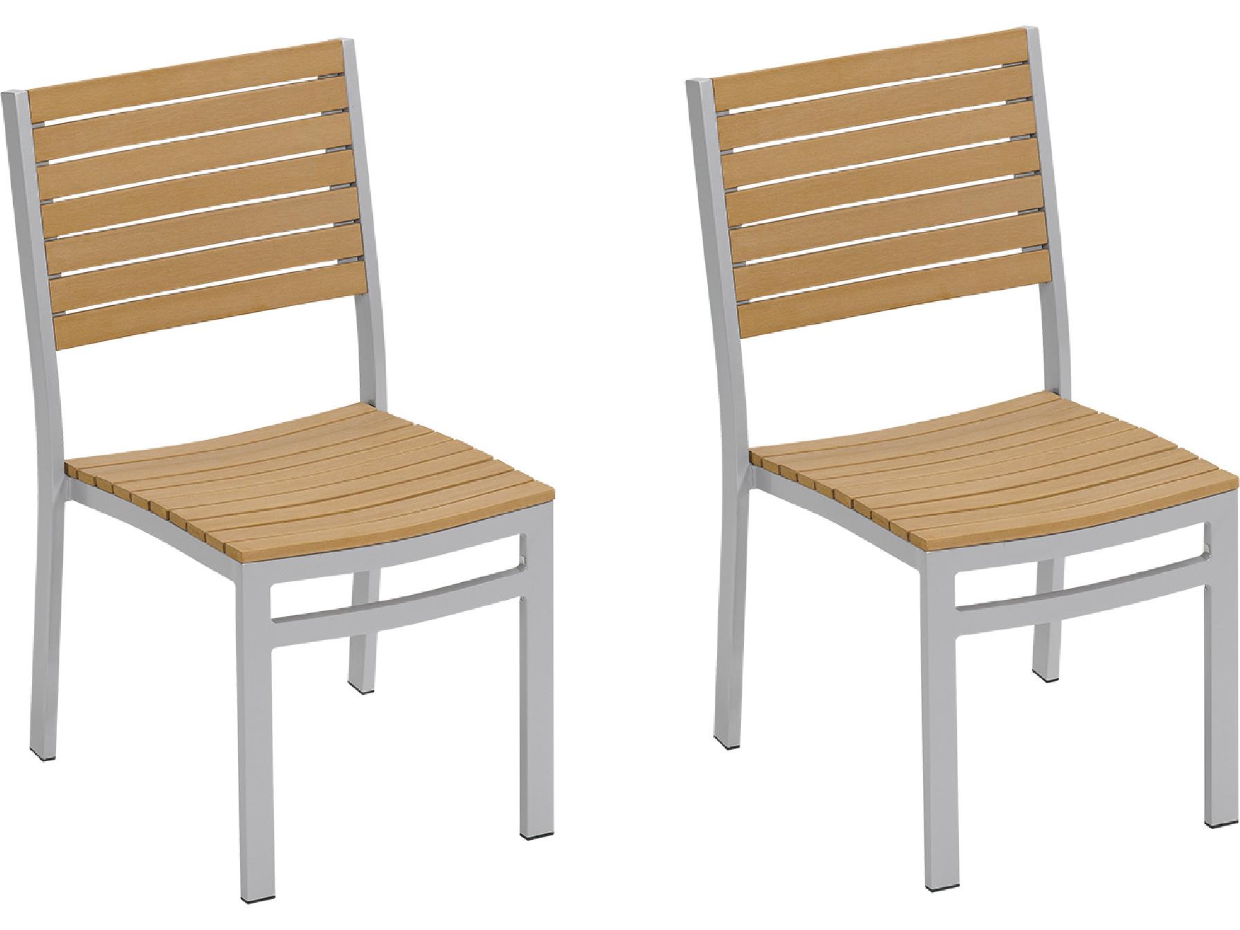 Oxford Garden Travira Aluminum Flint Stackable Outdoor Dining Side Chair Set of 2