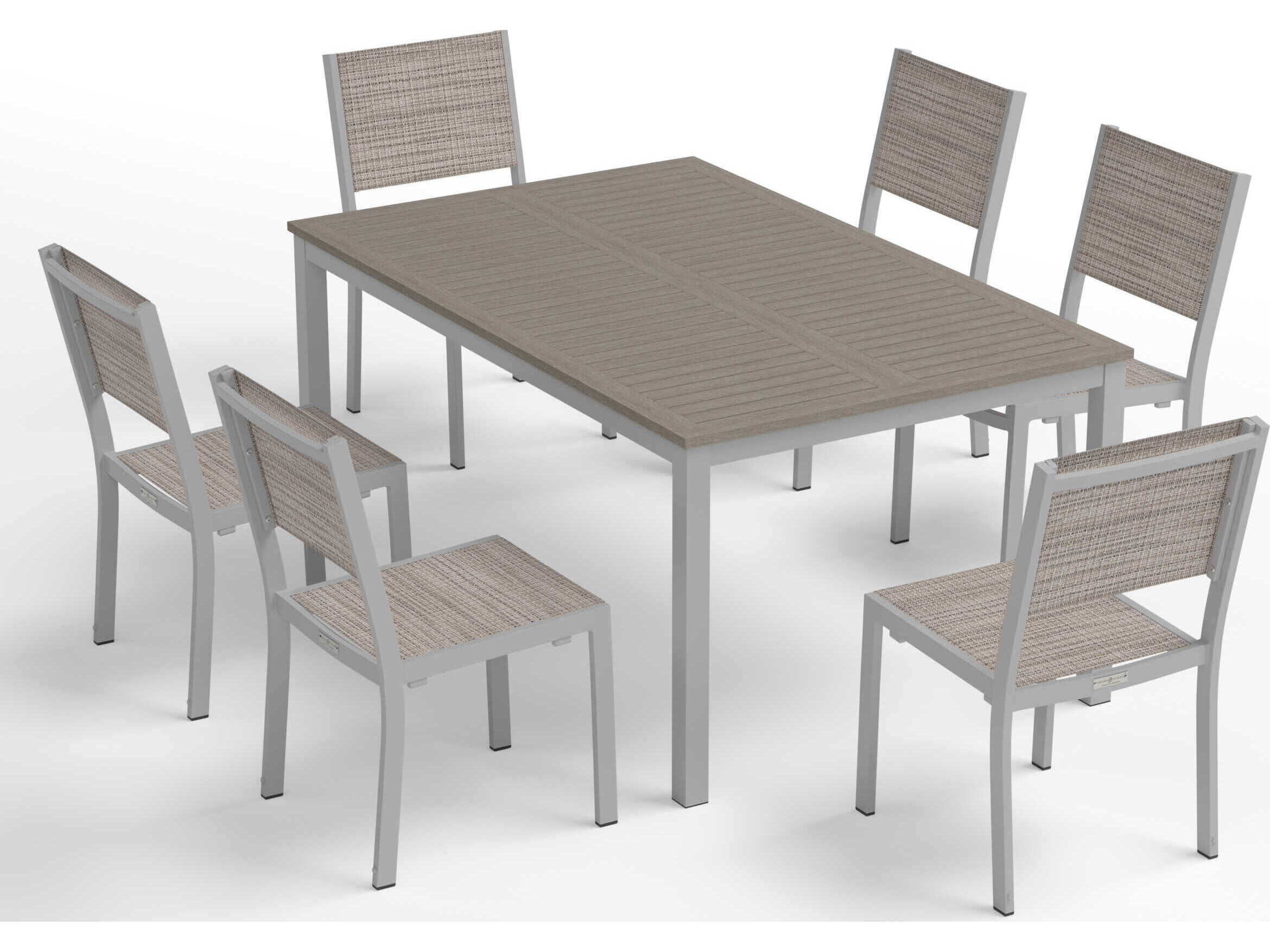 Oxford Garden Travira Aluminum Carbon Patio Dining Side Chair with Bellows Sling Set of 2