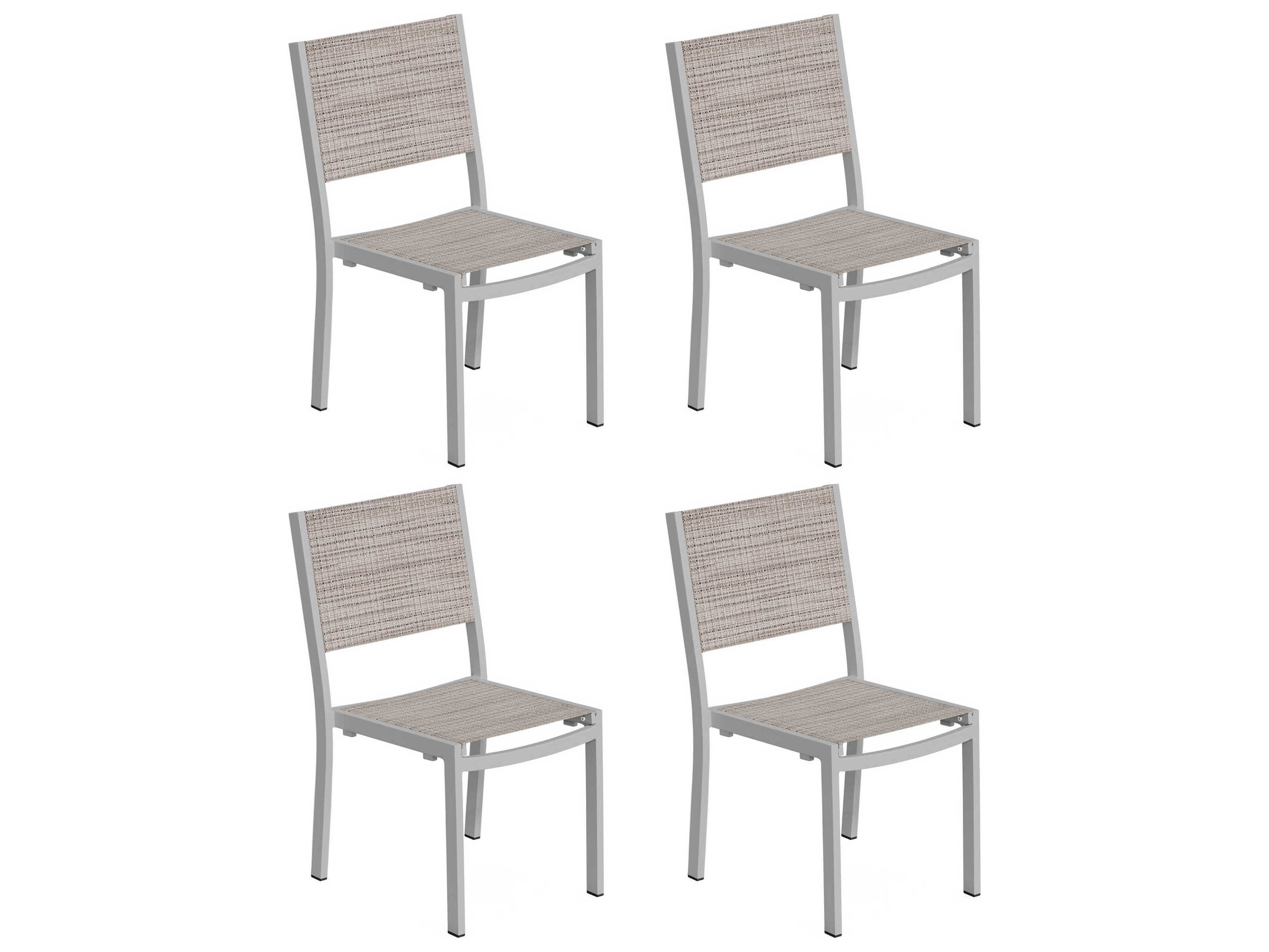 Oxford Garden Travira Aluminum Carbon Outdoor Dining Side Chair with Bellows Sling Set of 4