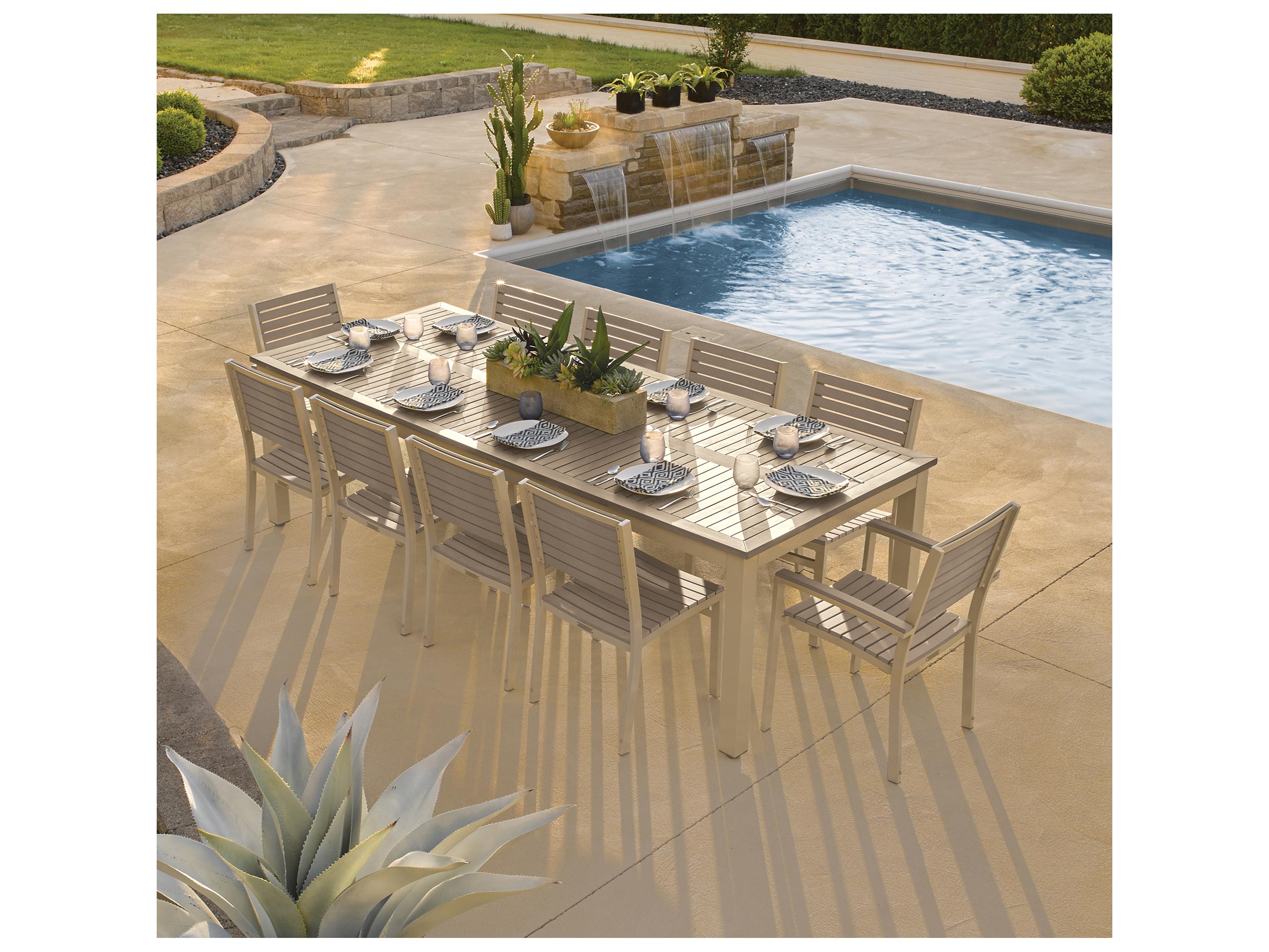 Oxford Garden Travira Aluminum Flint Stackable Patio Dining Side Chair Set of 4