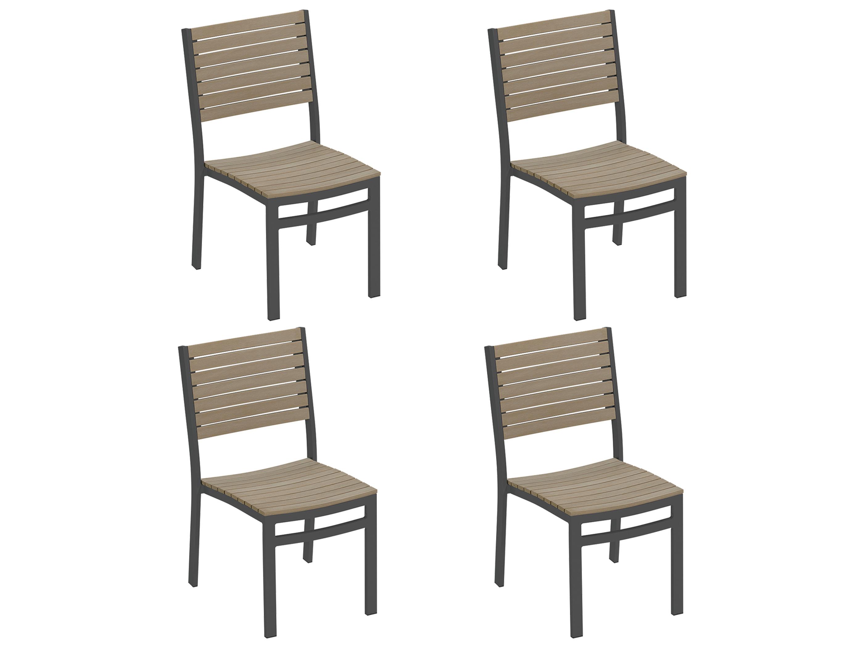Oxford Garden Travira Aluminum Carbon Stackable Outdoor Dining Side Chair Set of 4