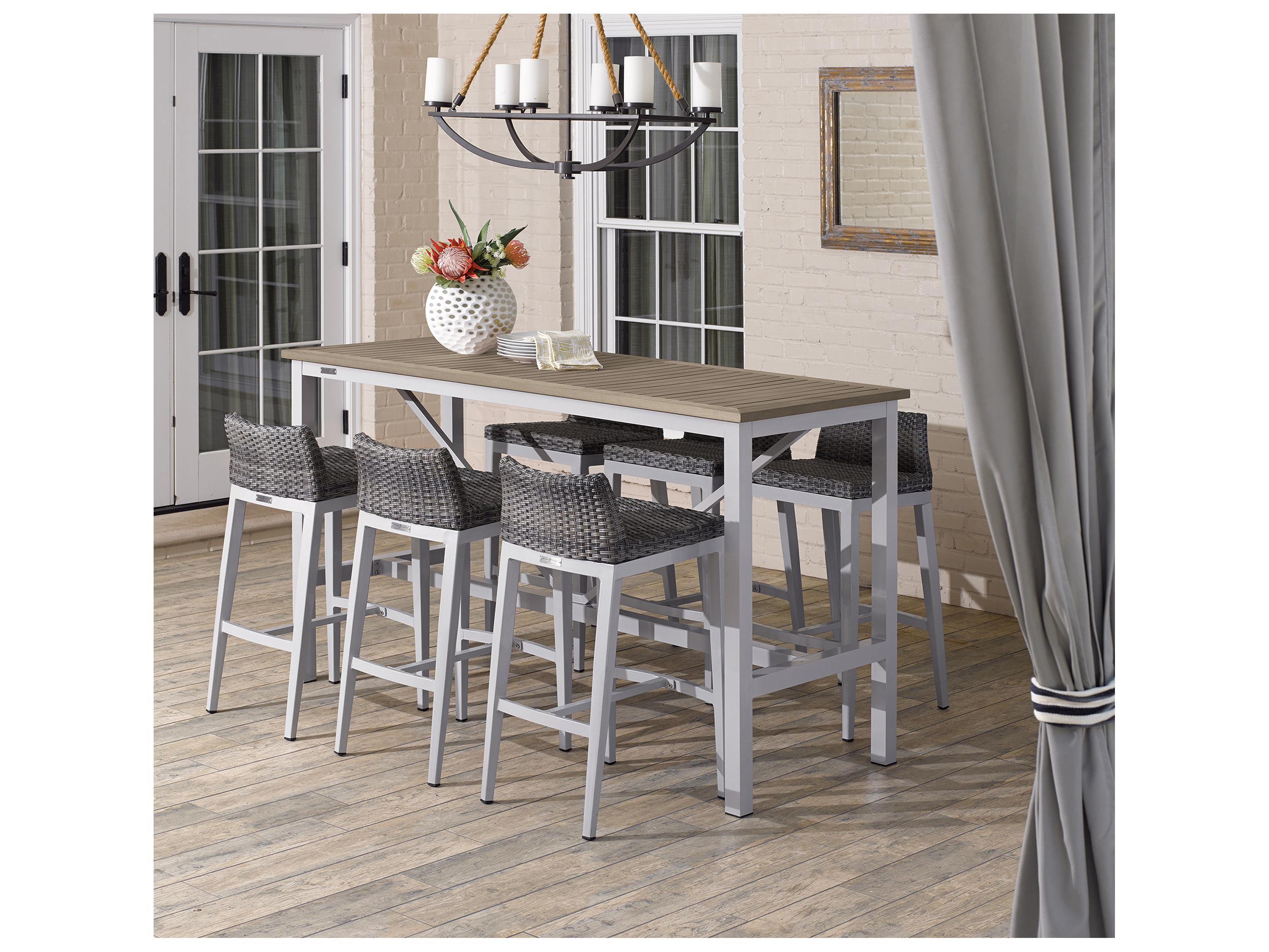 Oxford Garden Argento Wicker Outdoor Patio Bar Stool Set of 2