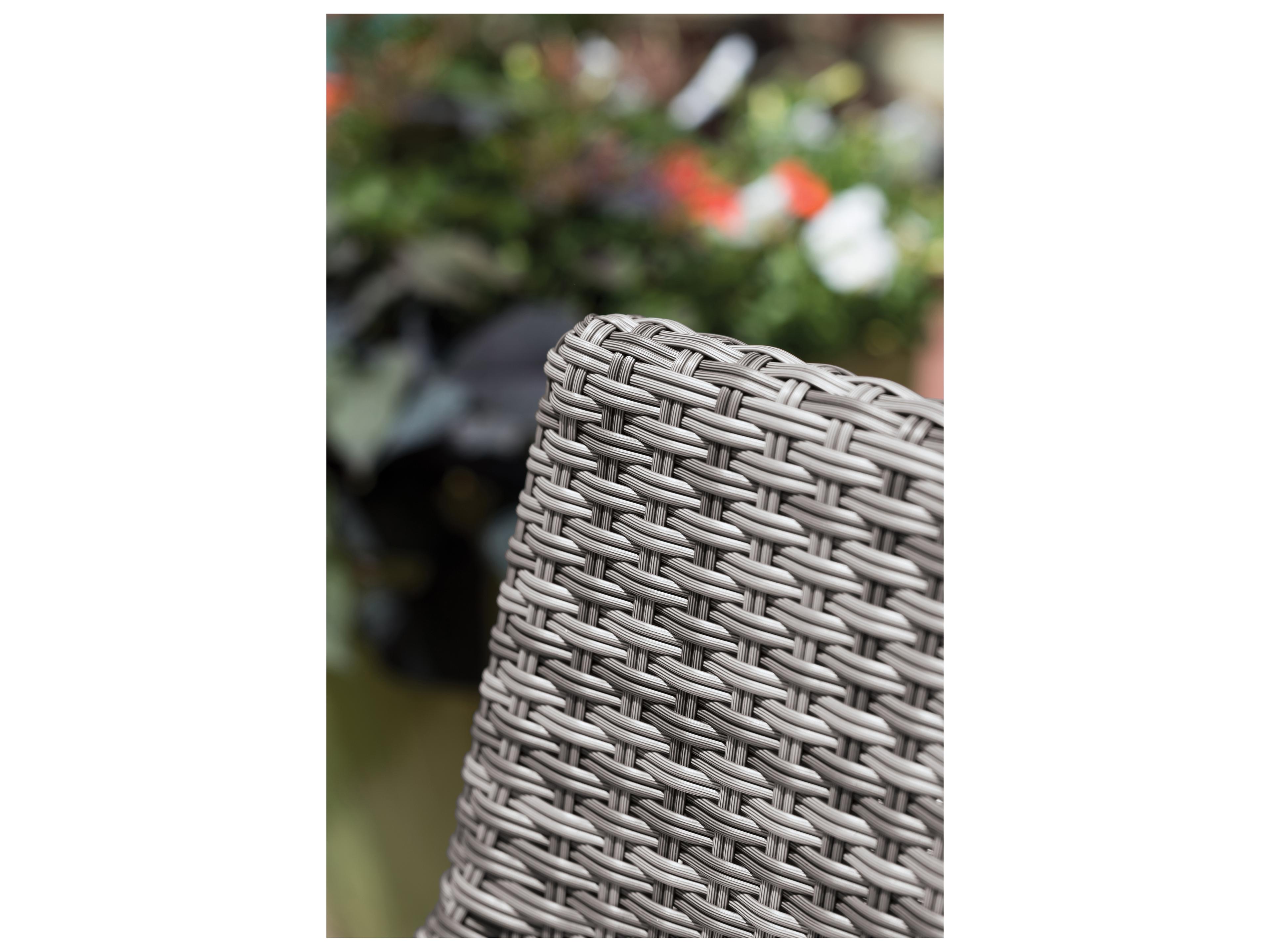 Oxford Garden Argento Wicker Outdoor Patio Bar Stool with Stone Cushion