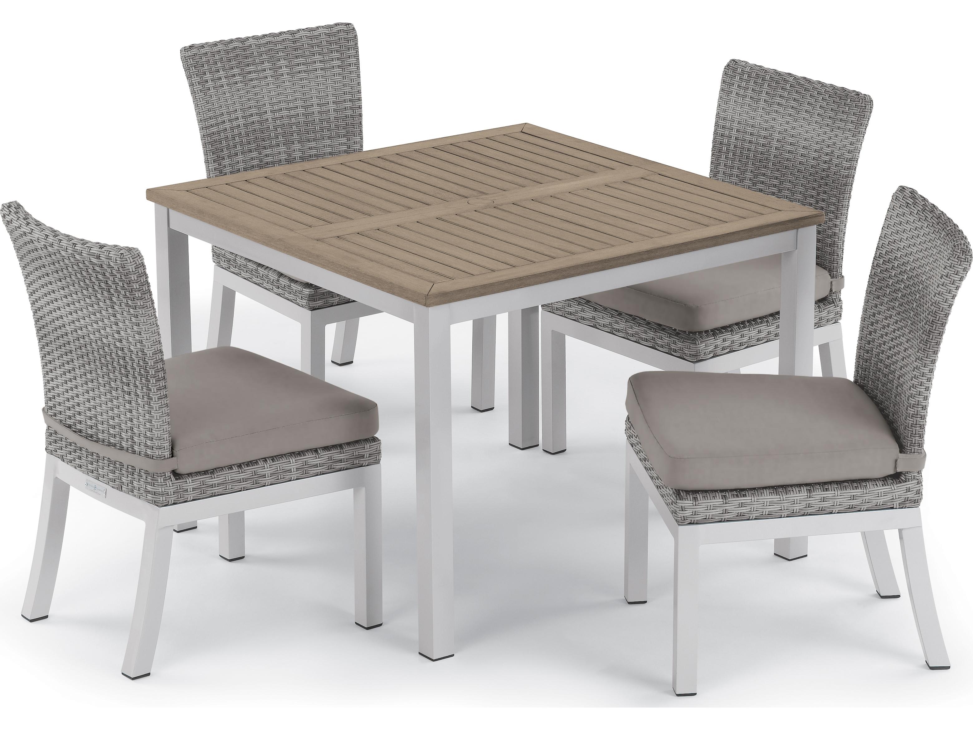 Oxford Garden Argento Wicker Patio Dining Side Chair with Stone Cushions Set of 2