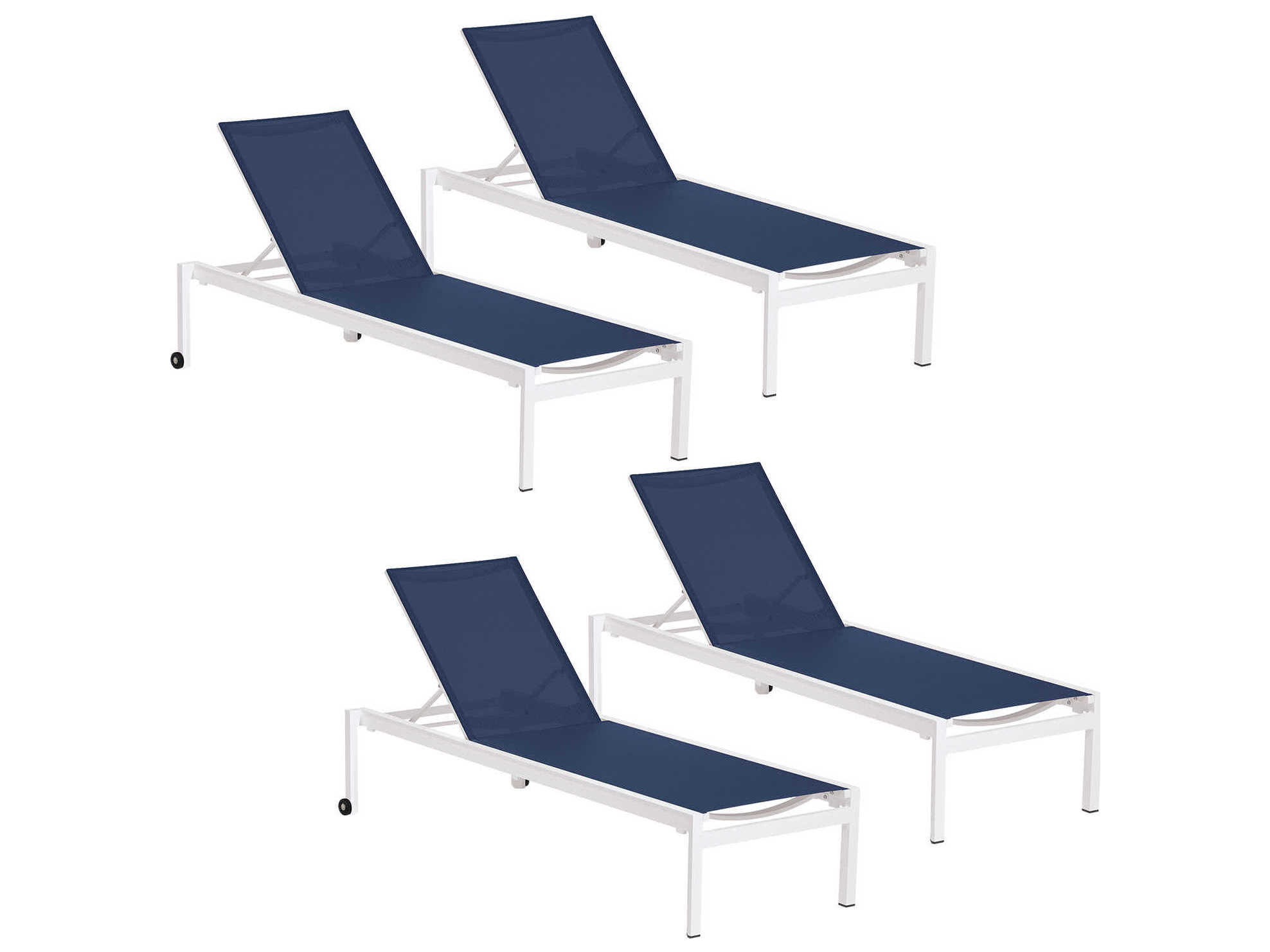 Oxford Garden Ven Aluminum Chalk Stackable Outdoor Patio Chaise Lounge Set of 4