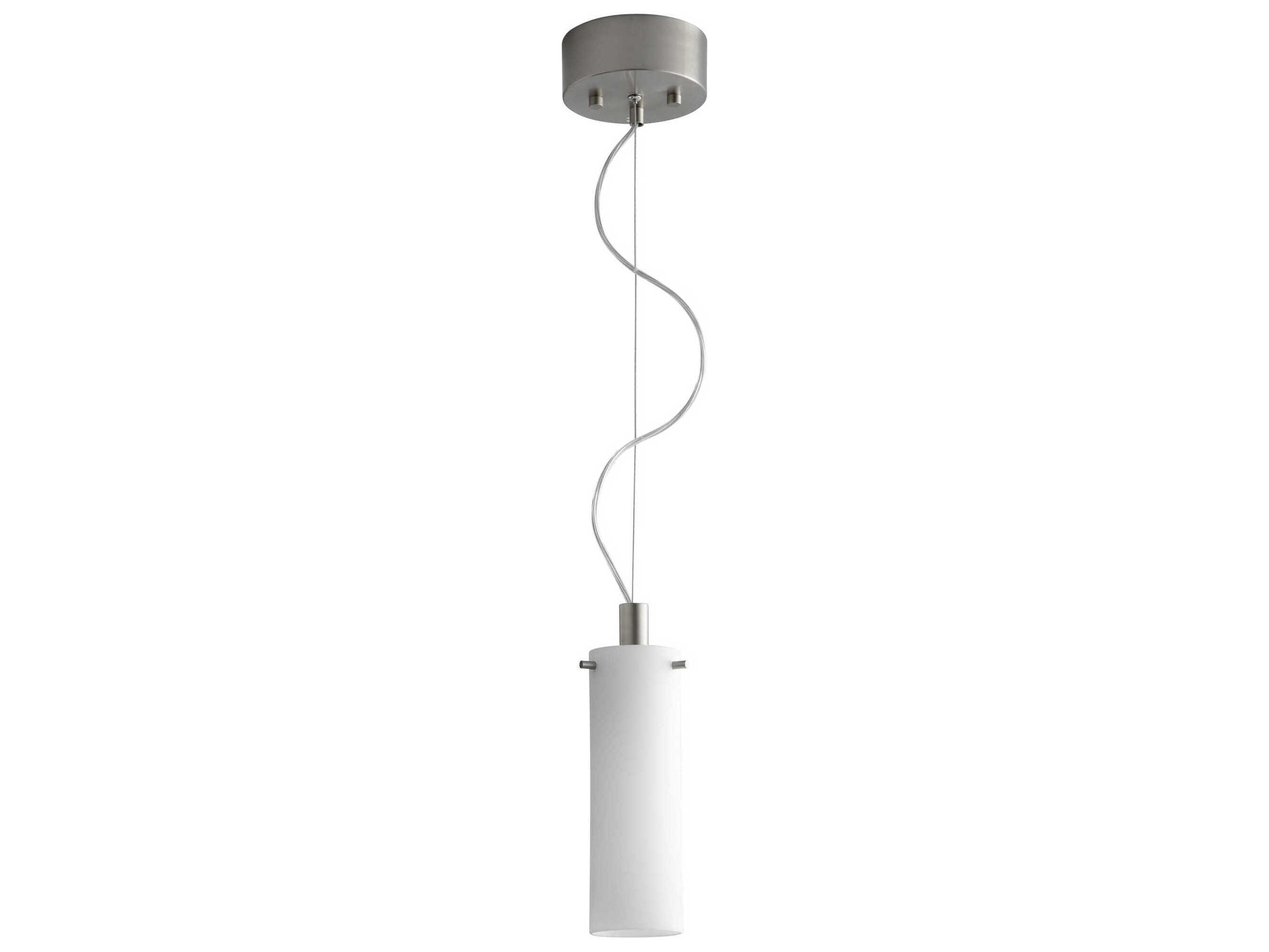 Oxygen by Quorum Lotus 1-Light Satin Nickel Cylinder Mini Pendant