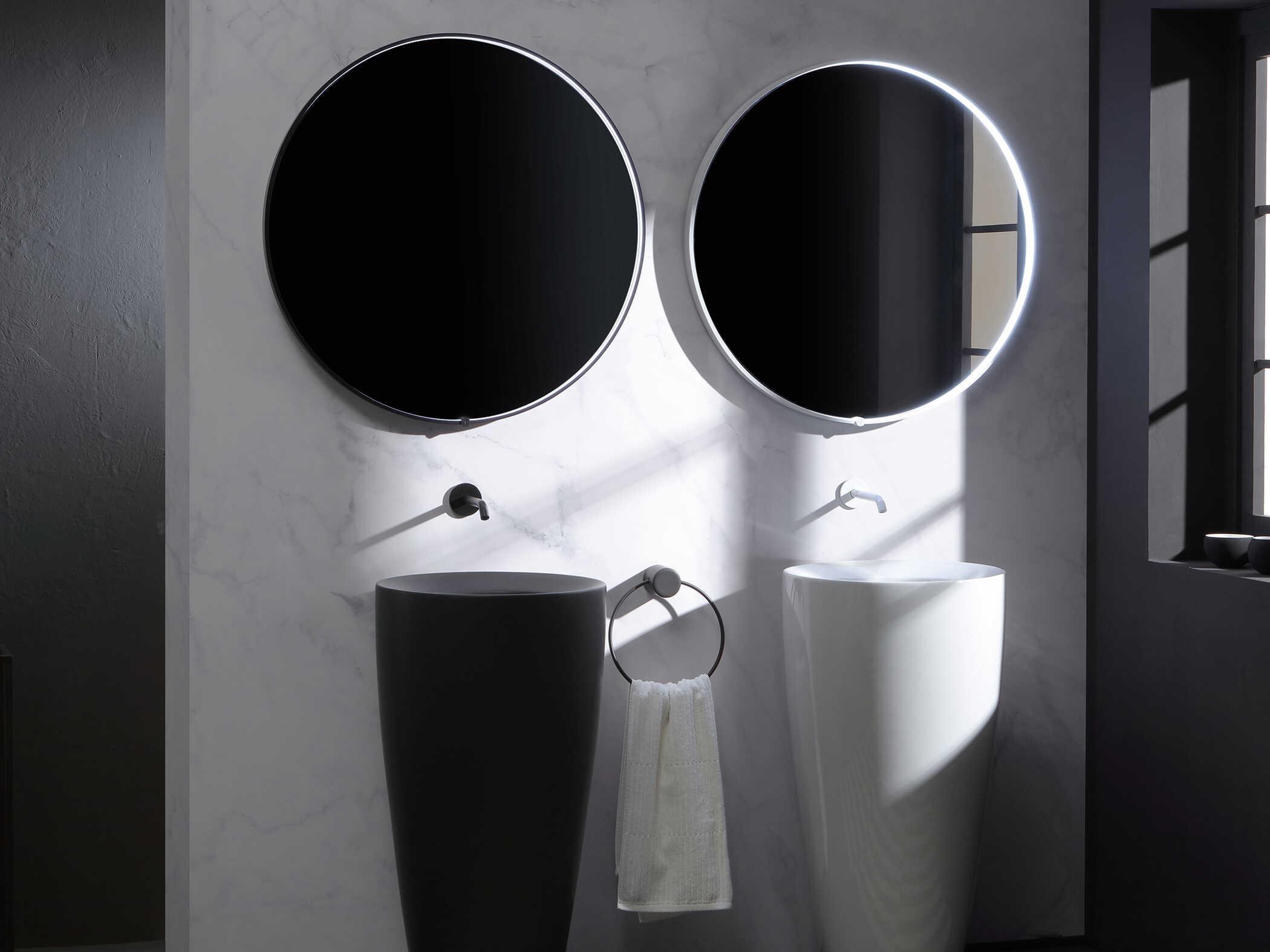 Oxygen by Quorum Avior Black Round Wall Mirror