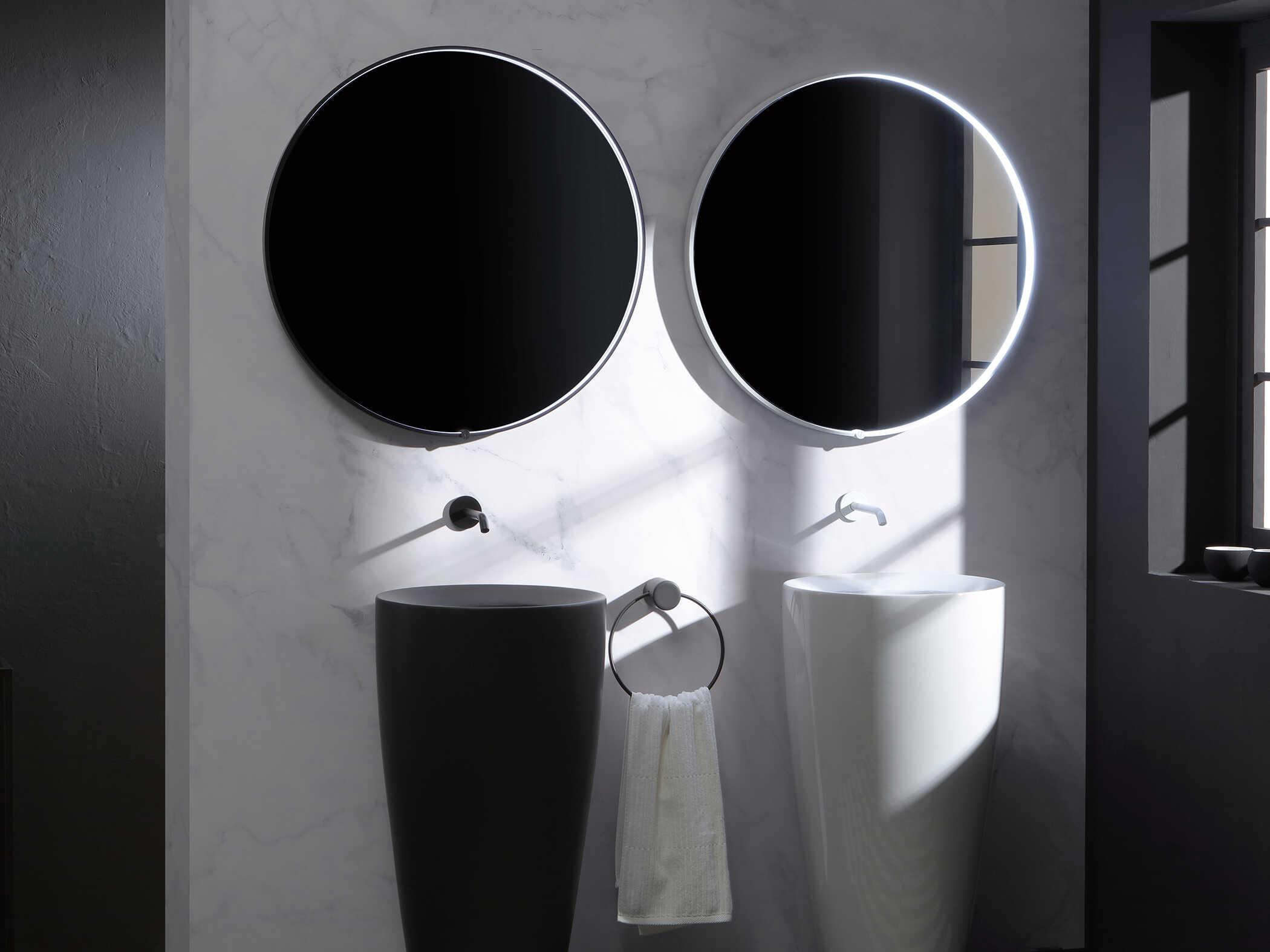 Oxygen by Quorum Avior Black Round Wall Mirror