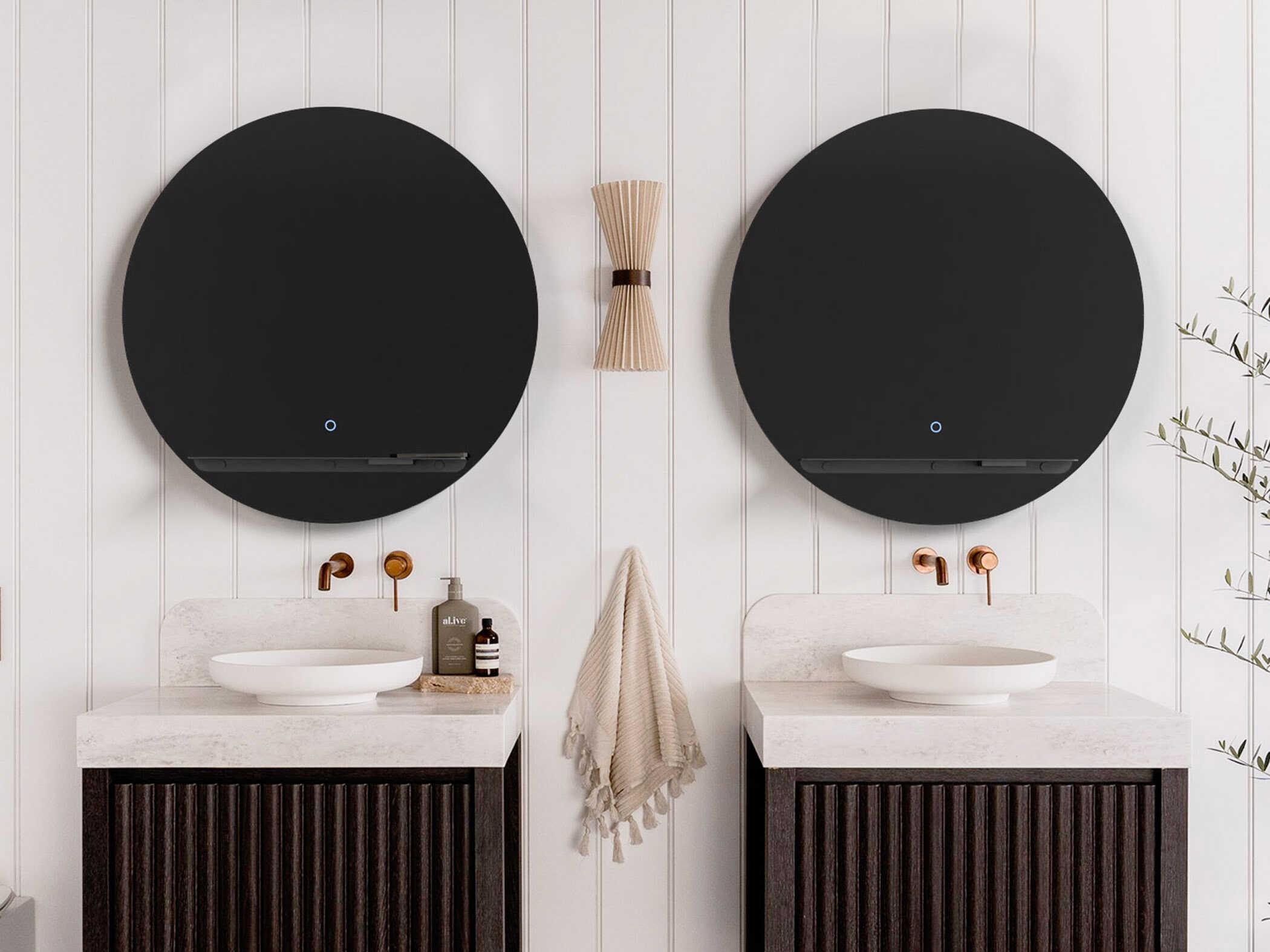 Oxygen by Quorum Skylight Black Round Wall Mirror