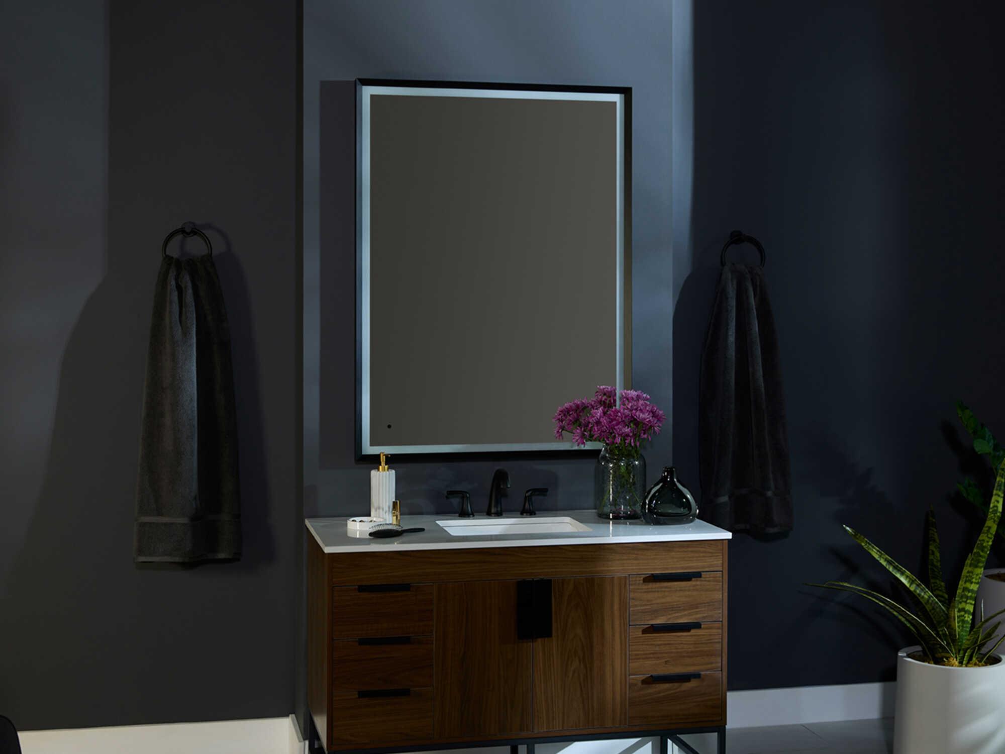 Oxygen by Quorum Dusk Black Rectangular Wall Mirror