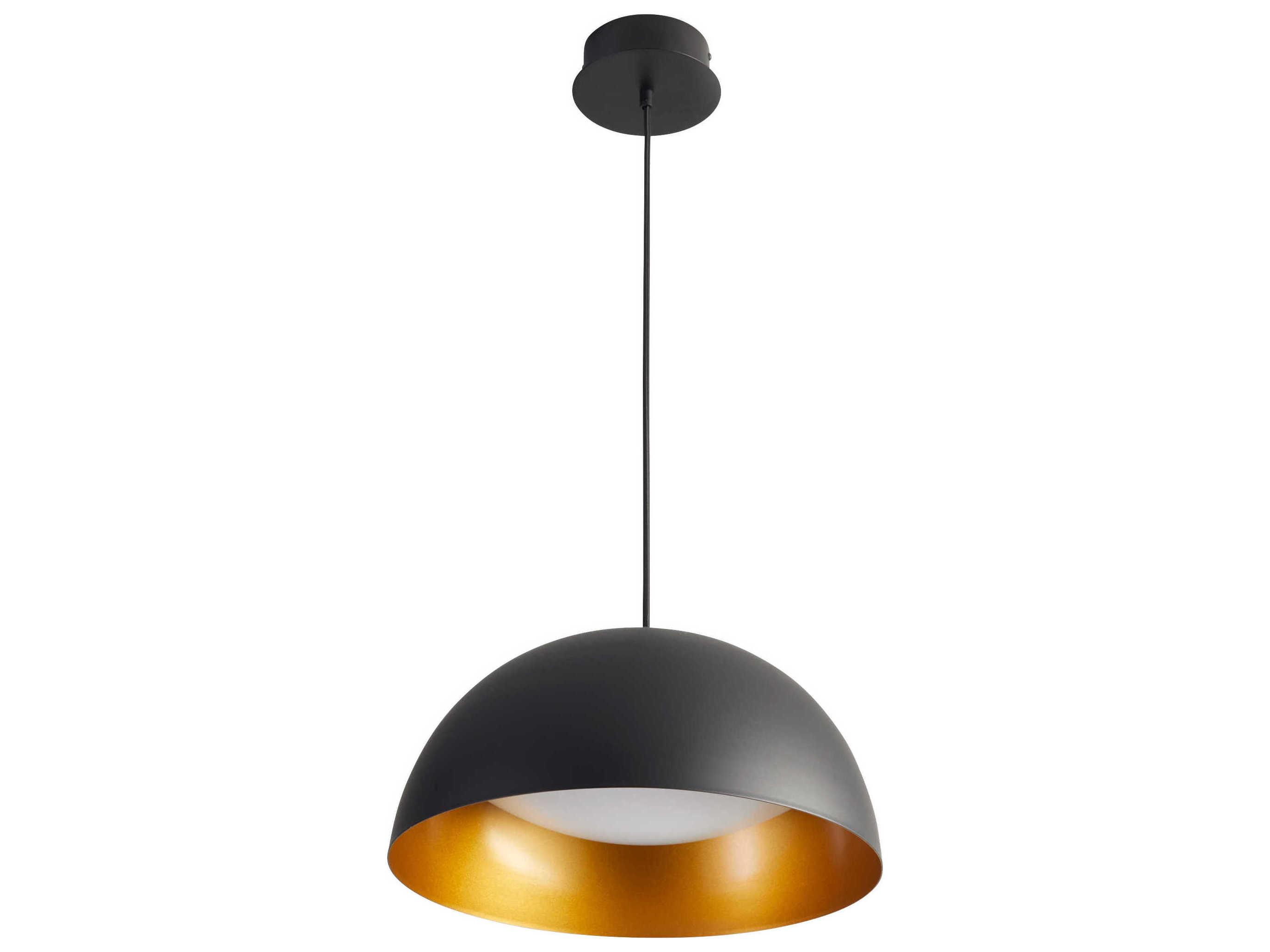 Oxygen by Quorum Lucci 1-Light Black Industrial Brass Dome Pendant