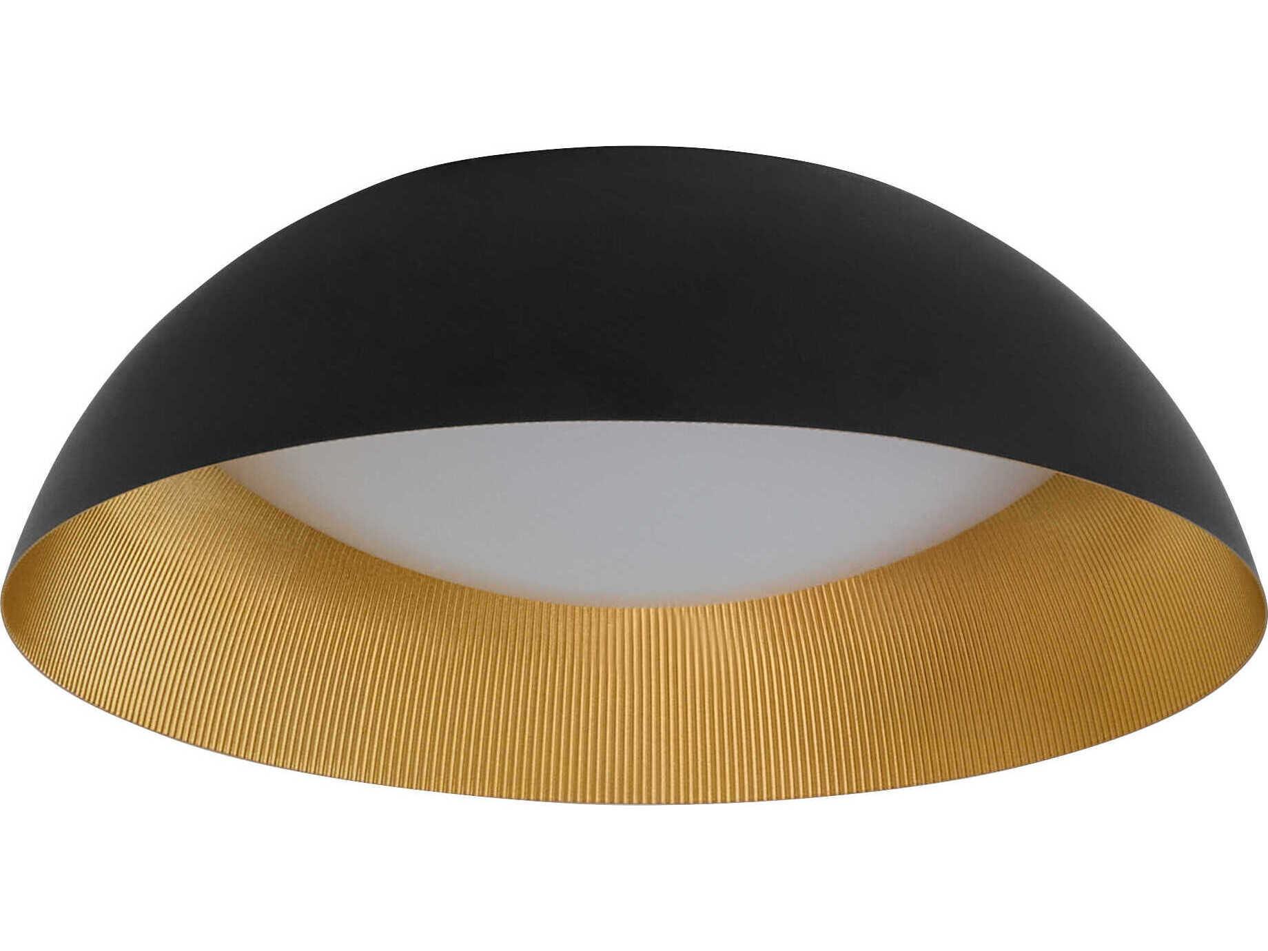 Oxygen by Quorum Lucci 1-Light Black Industrial Brass Dome Flush Mount