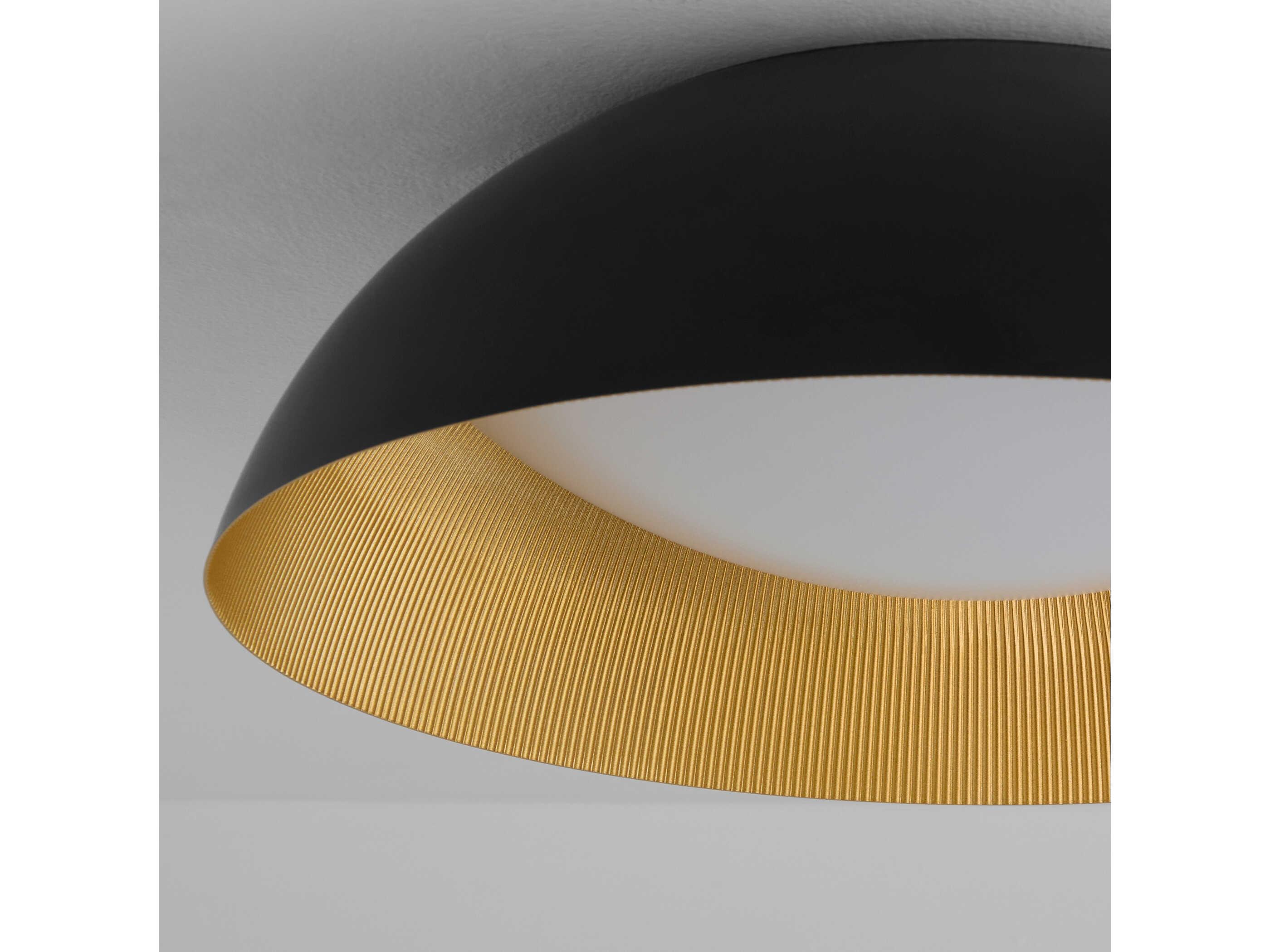 Oxygen by Quorum Lucci 1-Light Black Industrial Brass Dome Flush Mount