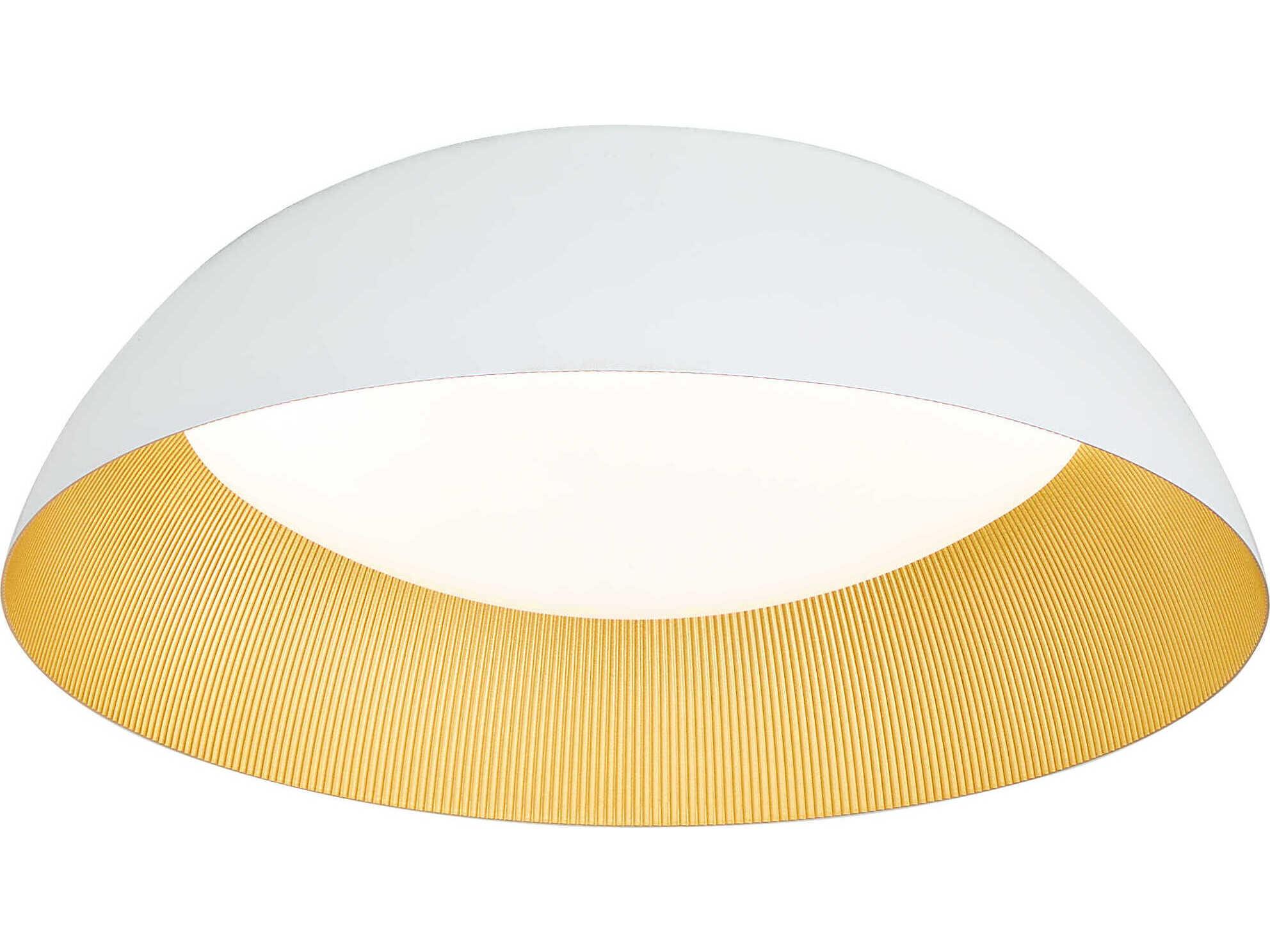 Oxygen by Quorum Lucci 1-Light White Industrial Brass Dome Flush Mount