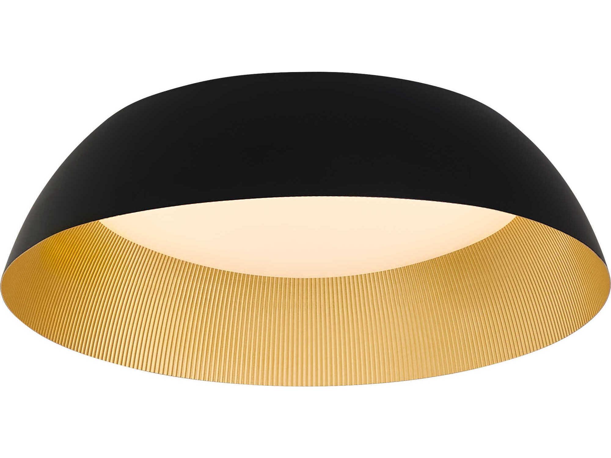 Oxygen by Quorum Lucci 1-Light Black Industrial Brass Dome Flush Mount