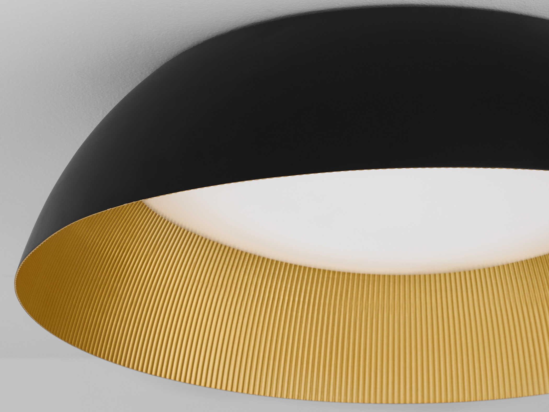 Oxygen by Quorum Lucci 1-Light Black Industrial Brass Dome Flush Mount