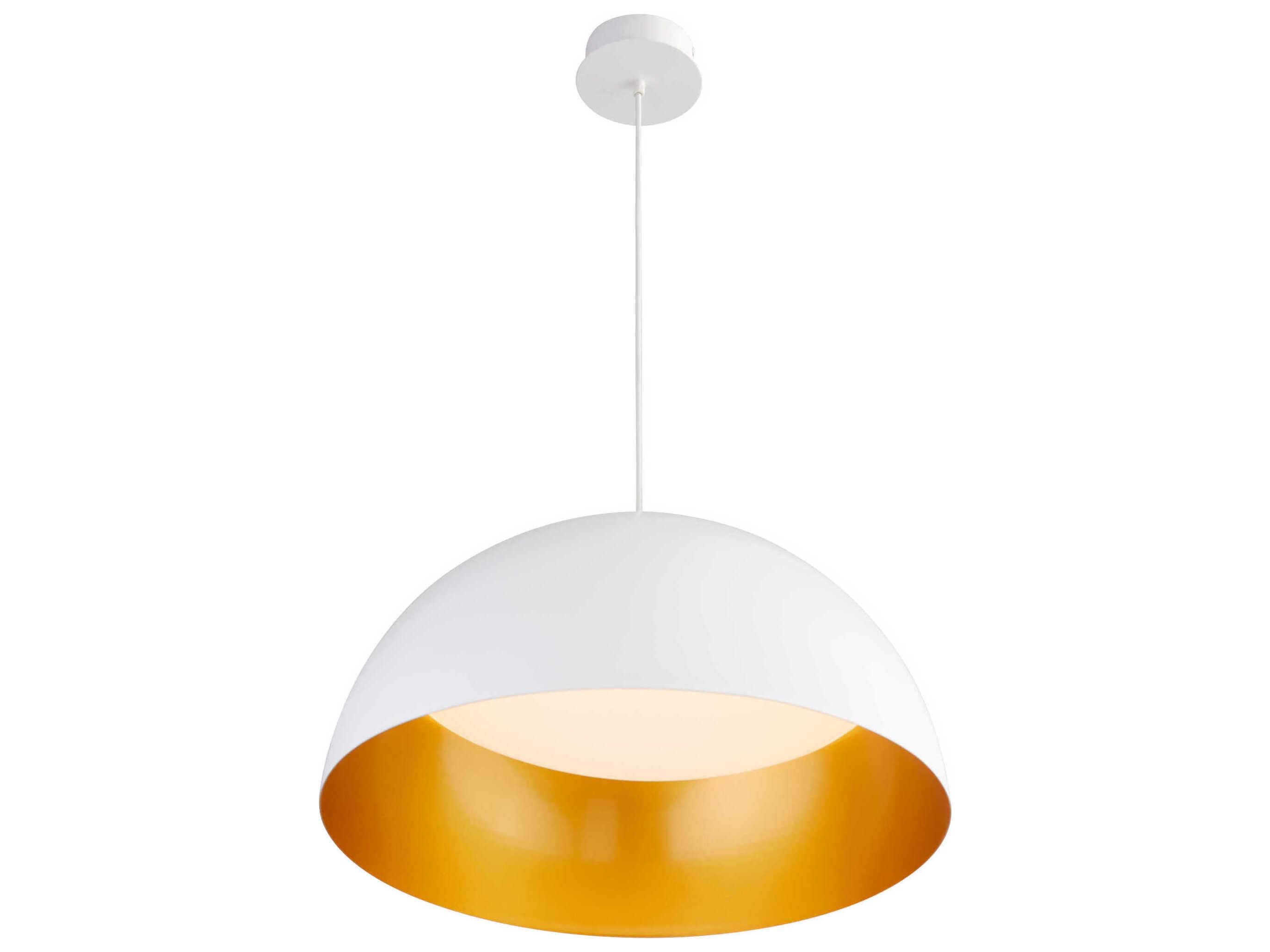Oxygen by Quorum Lucci 1-Light White Industrial Brass Dome Pendant