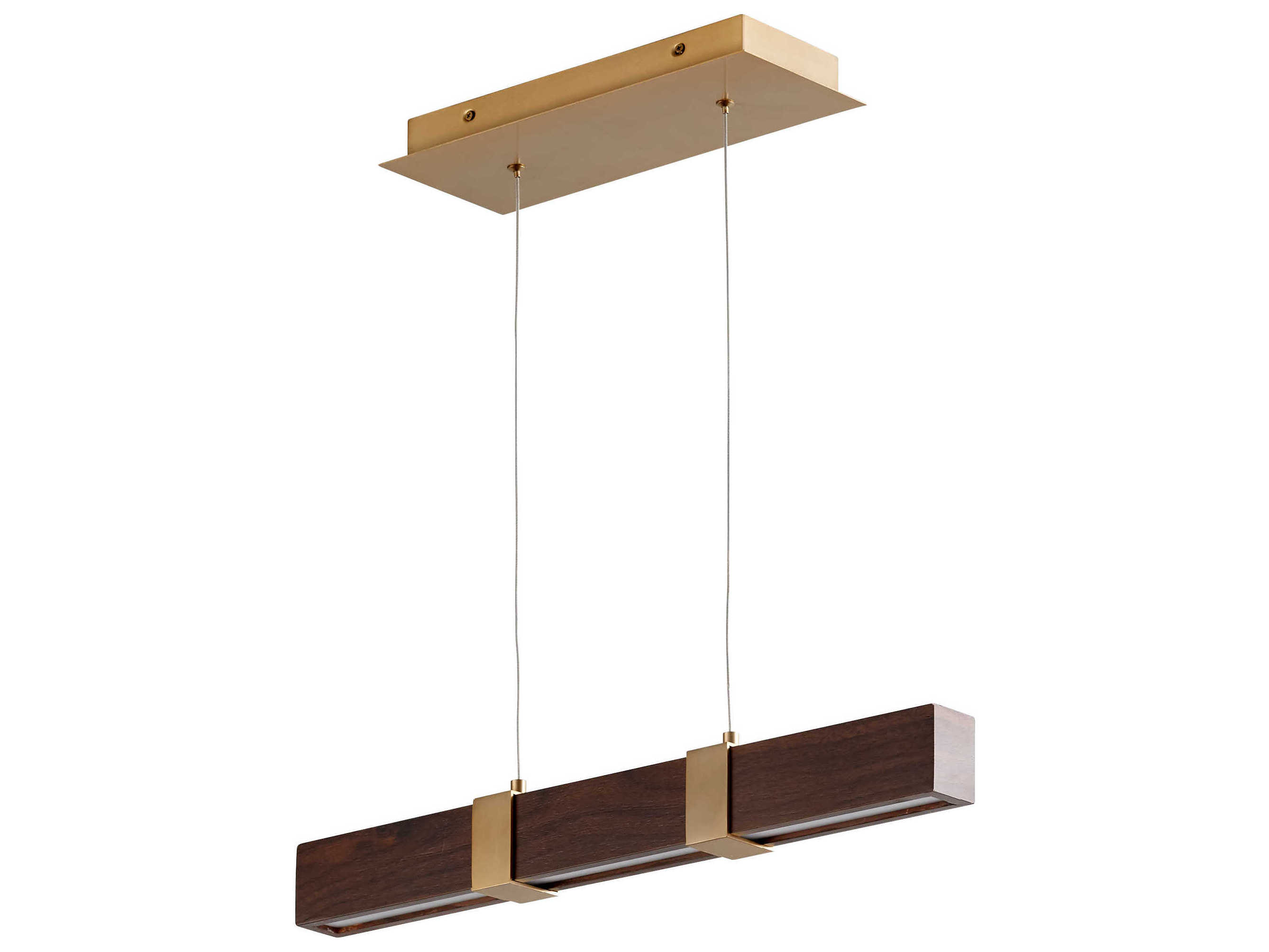 Oxygen by Quorum Decca 1-Light Aged Brass Walnut Brown Linear Island Pendant