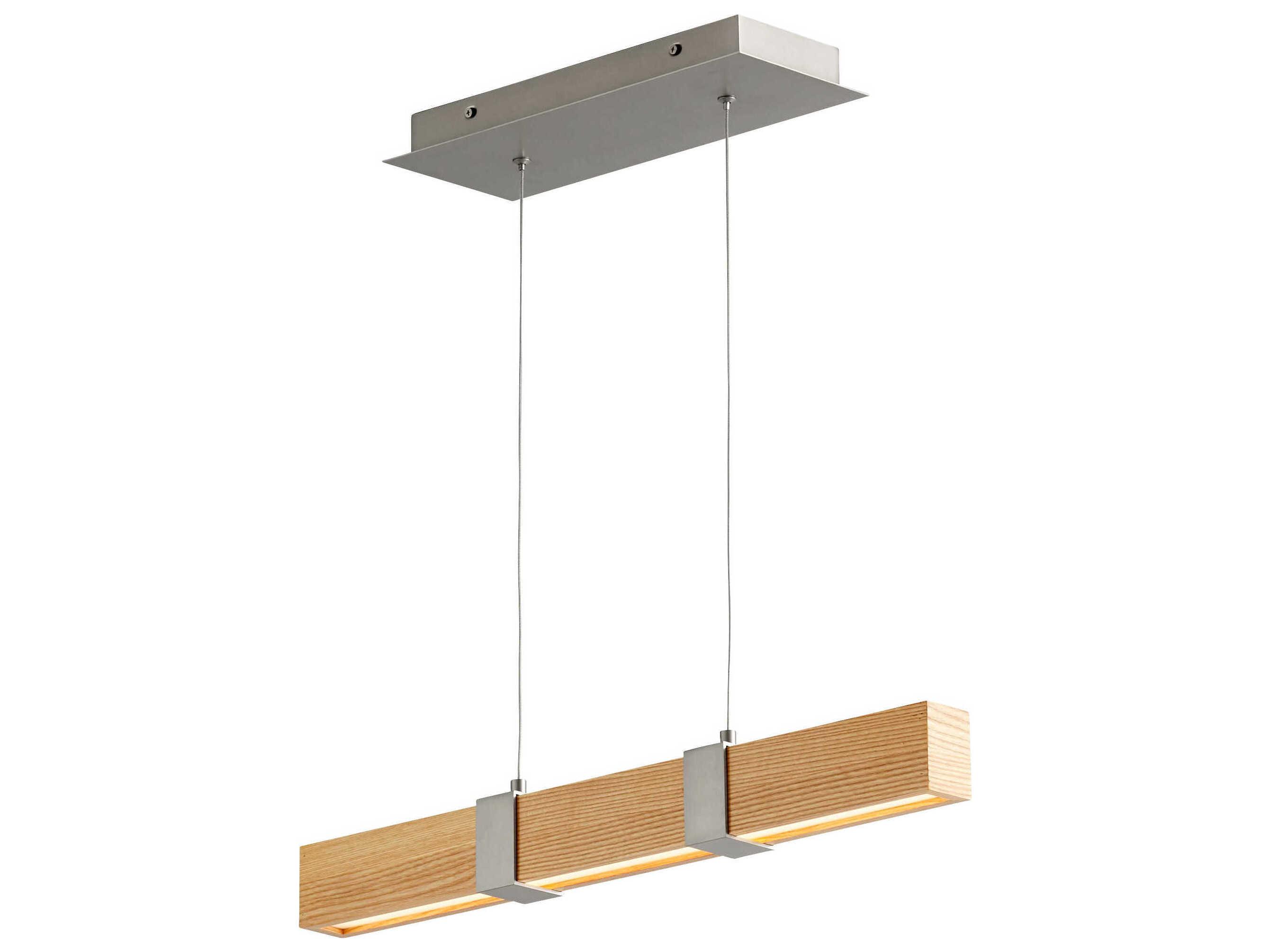 Oxygen by Quorum Decca 1-Light Satin Nickel White Oak Wood Linear Island Pendant