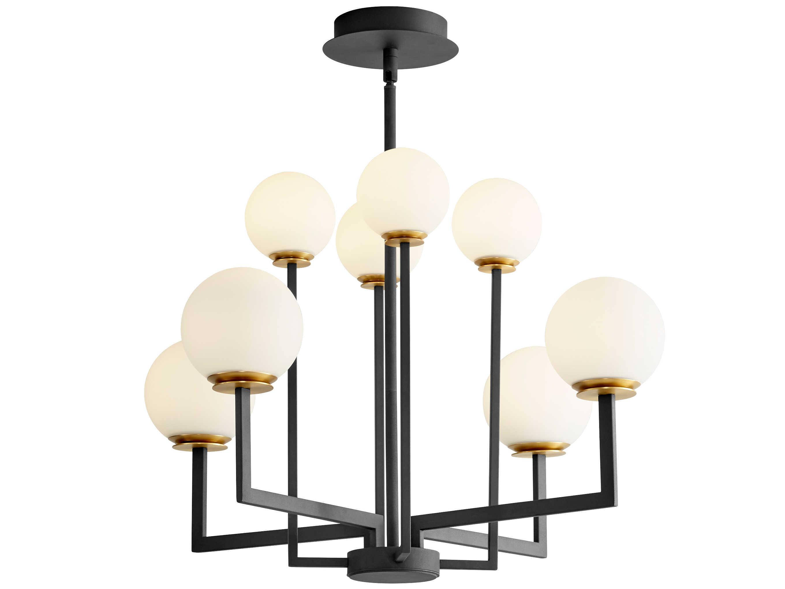 Oxygen by Quorum Bonzo 8-Light Black Aged Brass Globe Geometric Chandelier
