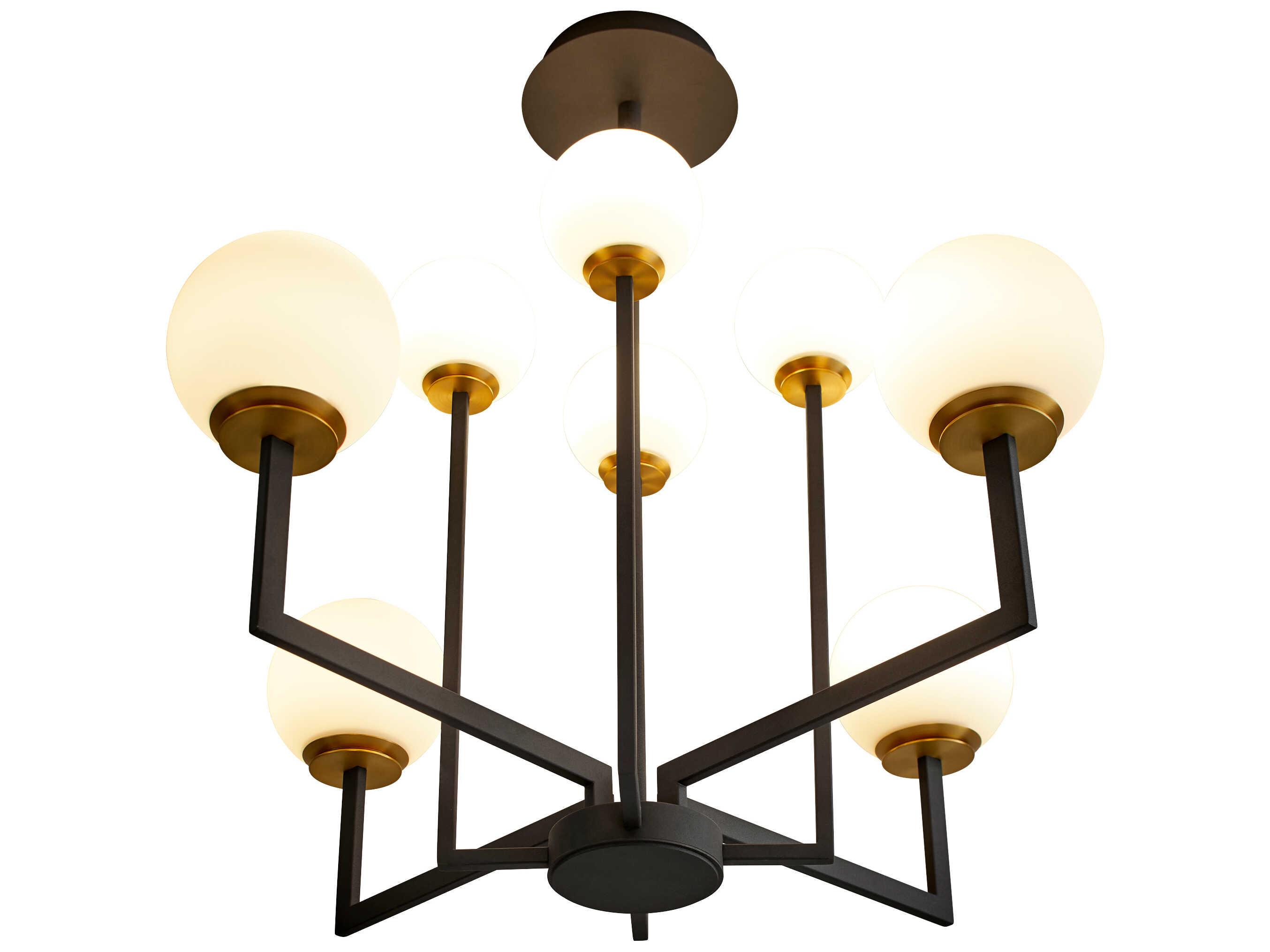 Oxygen by Quorum Bonzo 8-Light Black Aged Brass Globe Geometric Chandelier