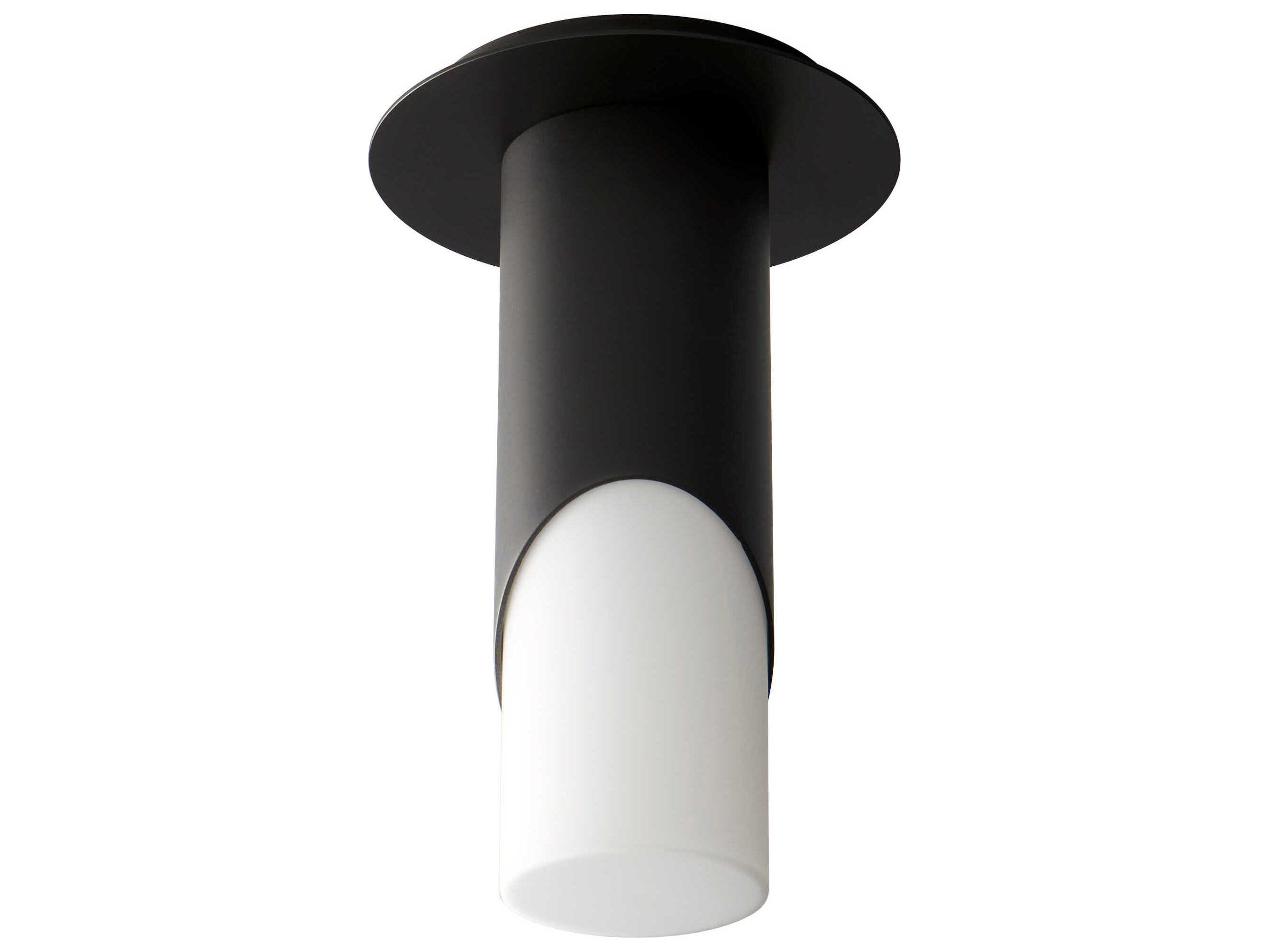 Oxygen by Quorum Ellipse 1-Light Black Cylinder Flush Mount
