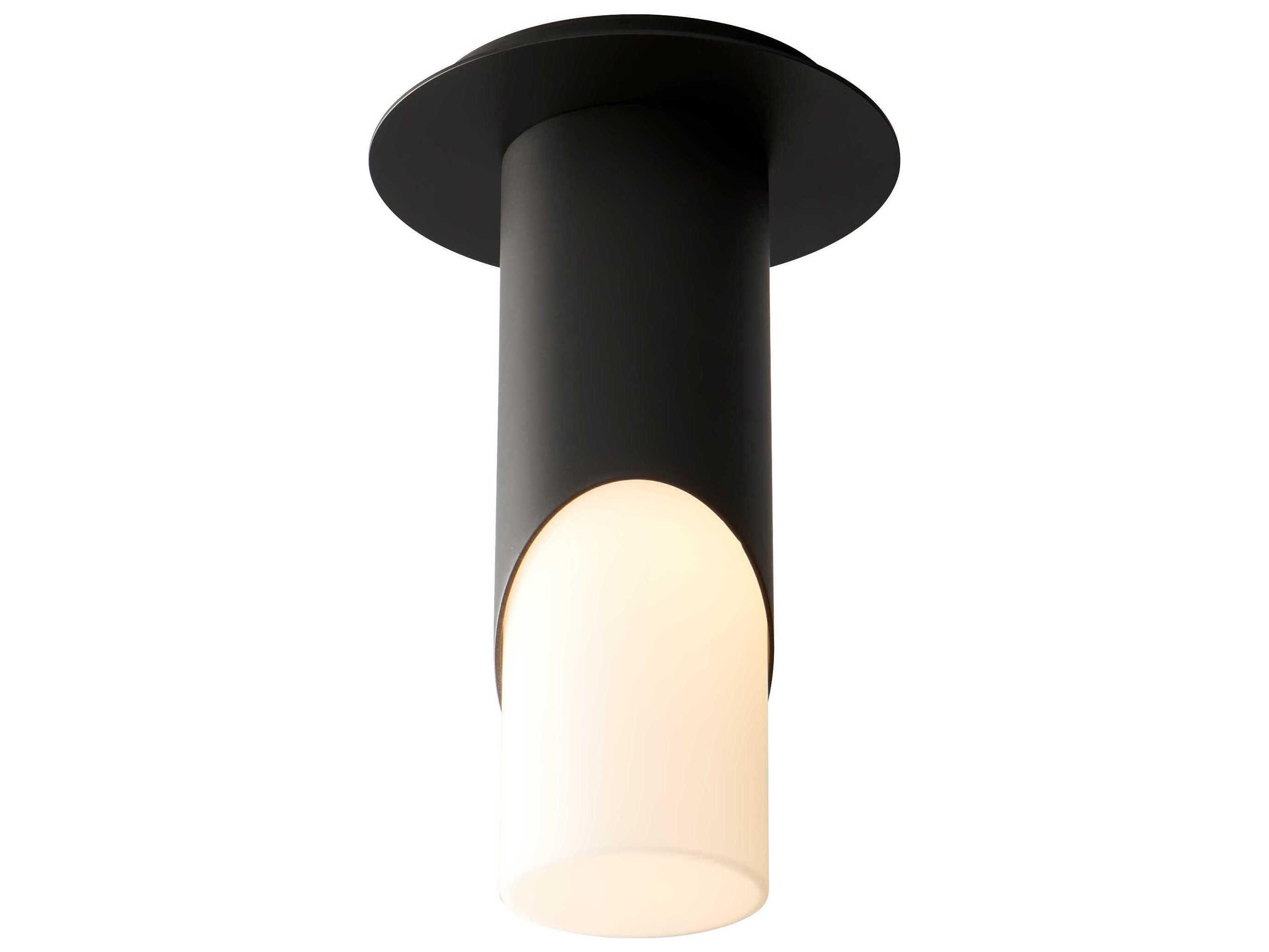 Oxygen by Quorum Ellipse 1-Light Black Cylinder Flush Mount