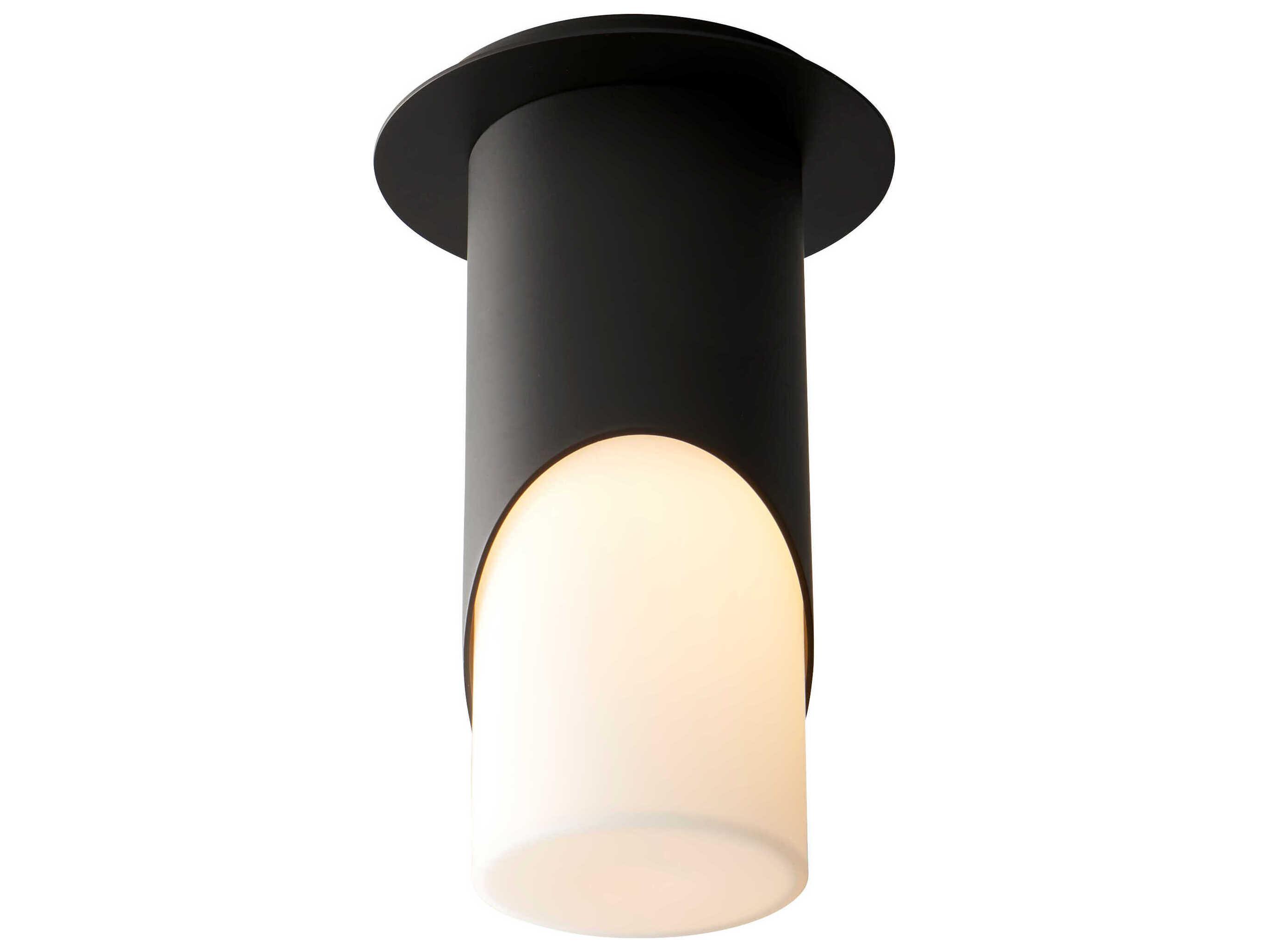 Oxygen by Quorum Ellipse 1-Light Black Cylinder Flush Mount