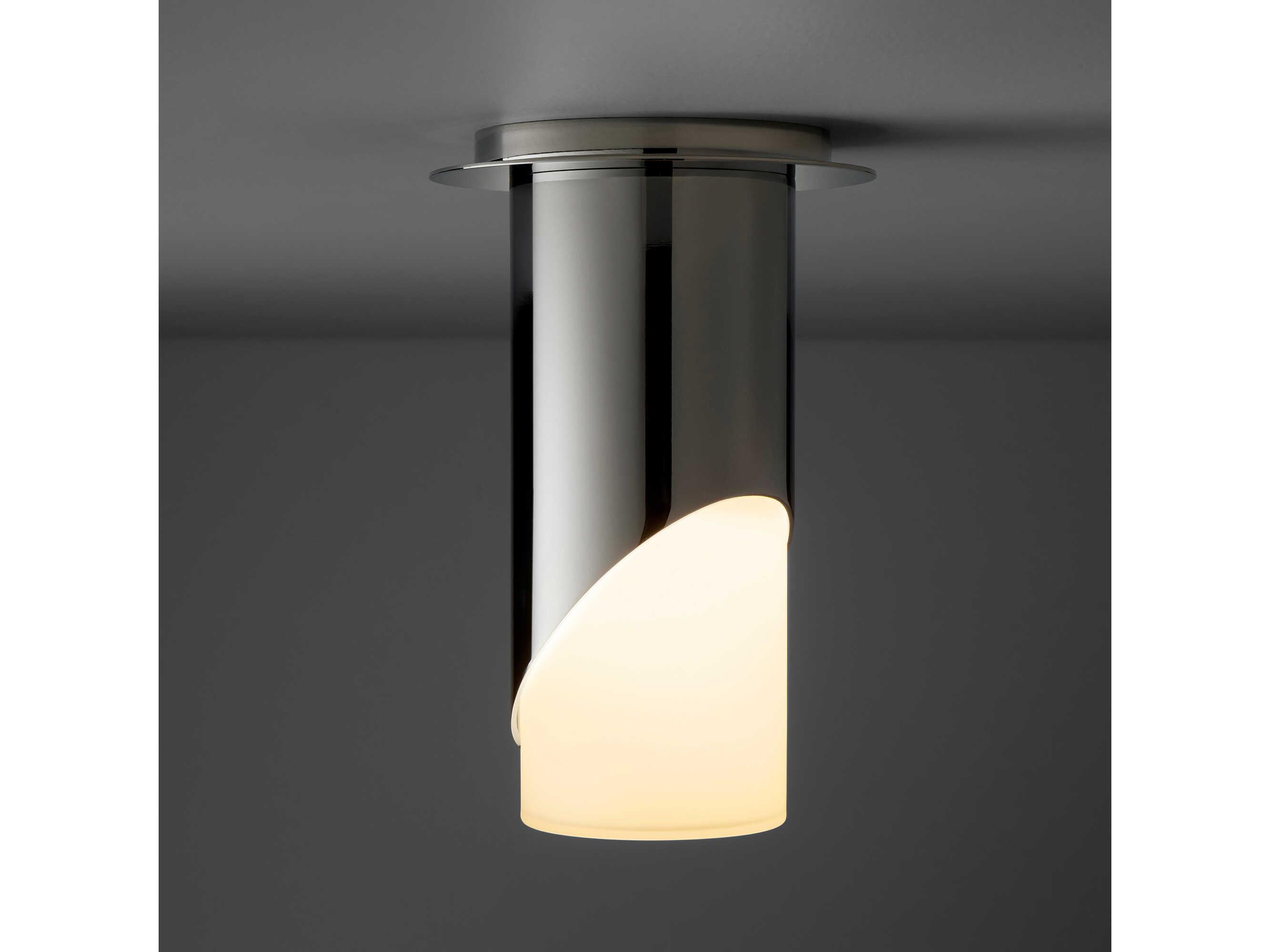 Oxygen by Quorum Ellipse 1-Light Polished Nickel Cylinder Flush Mount