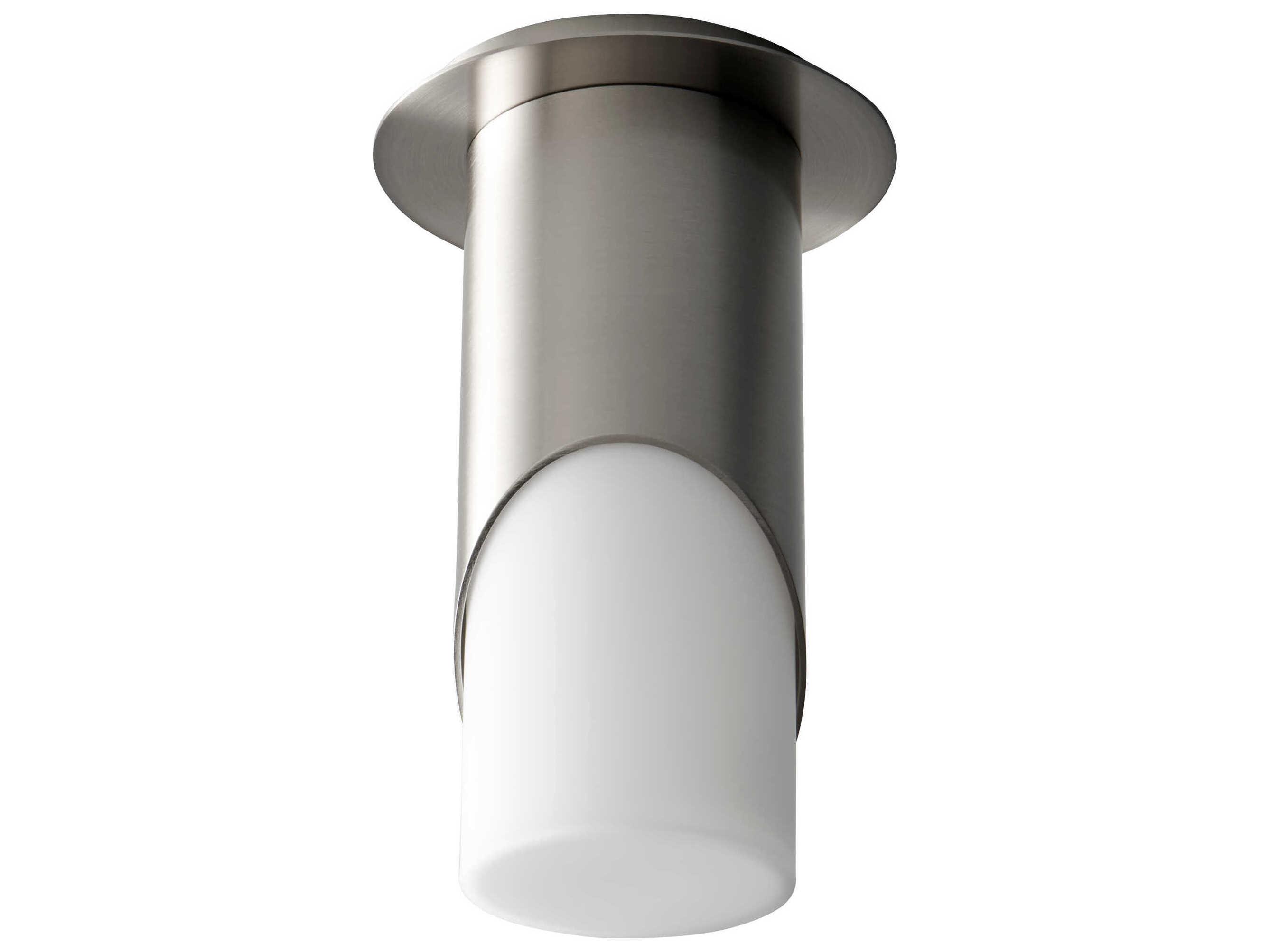 Oxygen by Quorum Ellipse 1-Light Satin Nickel Cylinder Flush Mount